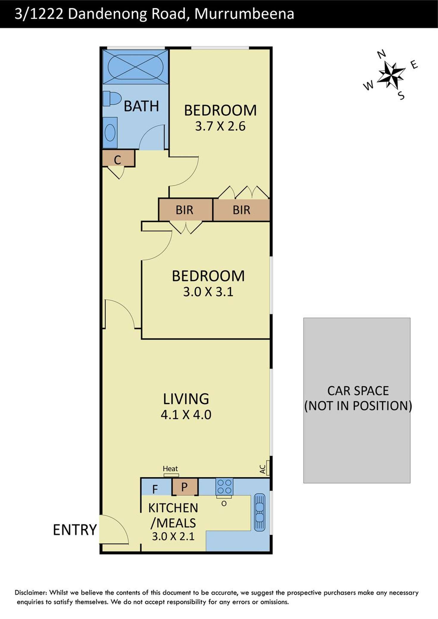 Floorplan of Homely apartment listing, 3/1222 Dandenong Road, Murrumbeena VIC 3163