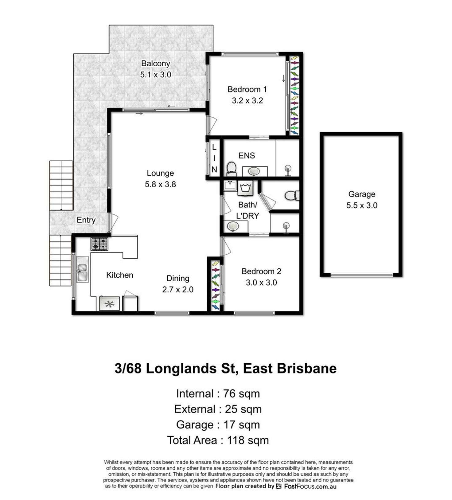 Floorplan of Homely unit listing, 3/68 Longlands Street, East Brisbane QLD 4169