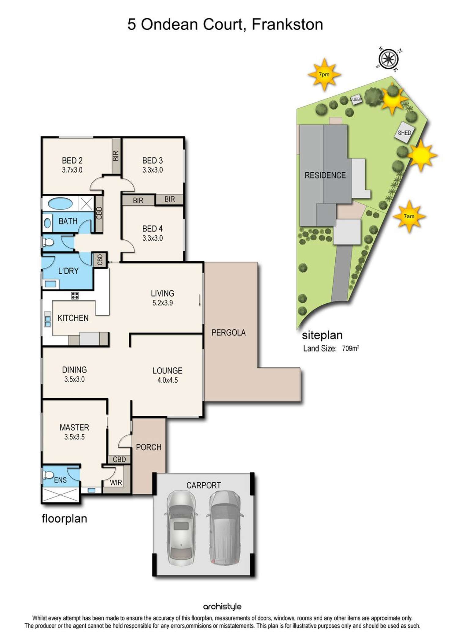 Floorplan of Homely house listing, 5 Ondean Court, Frankston VIC 3199