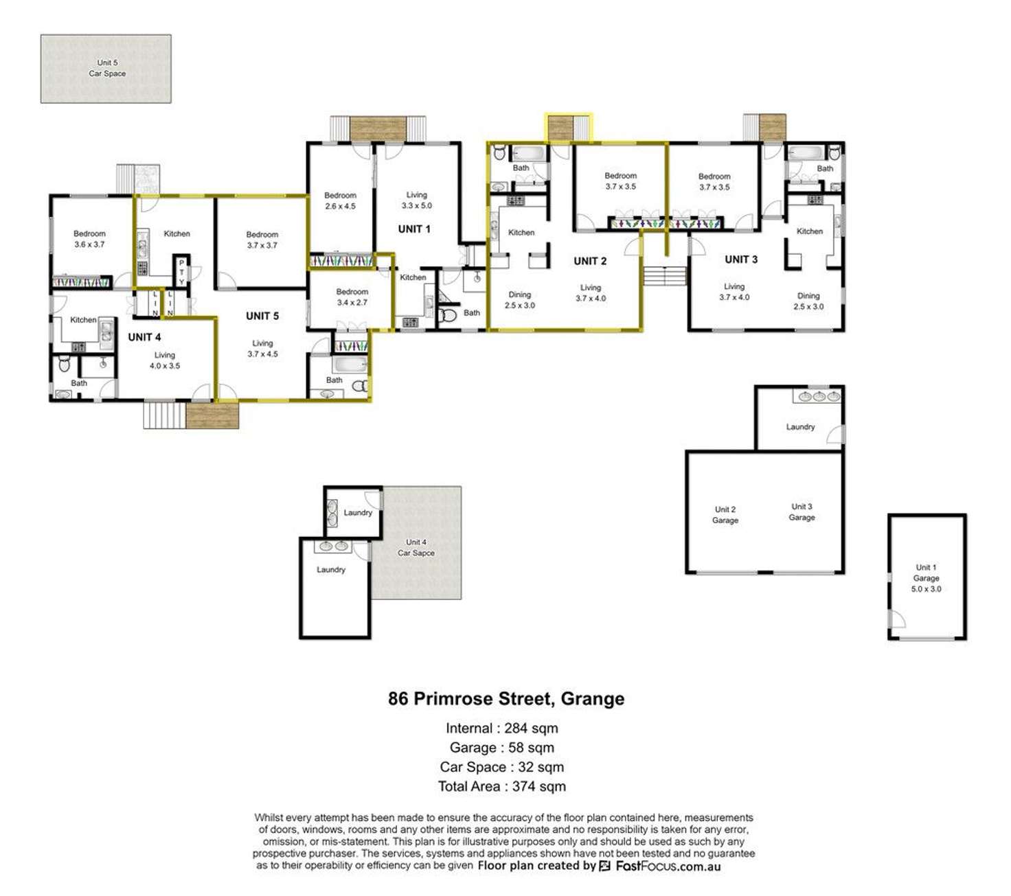 Floorplan of Homely blockOfUnits listing, 1-5/86 Primrose Street, Grange QLD 4051