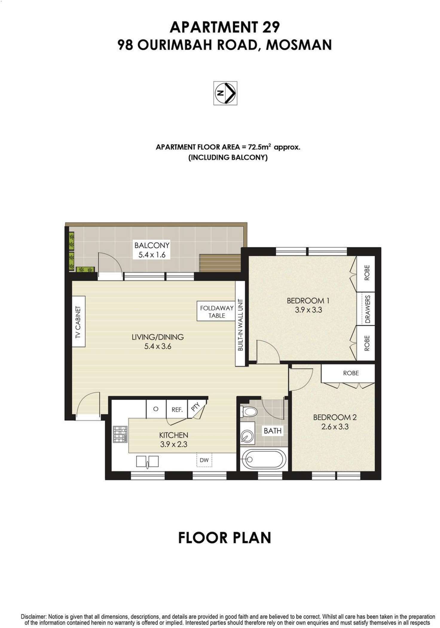 Floorplan of Homely apartment listing, 29/98 Ourimbah Road, Mosman NSW 2088