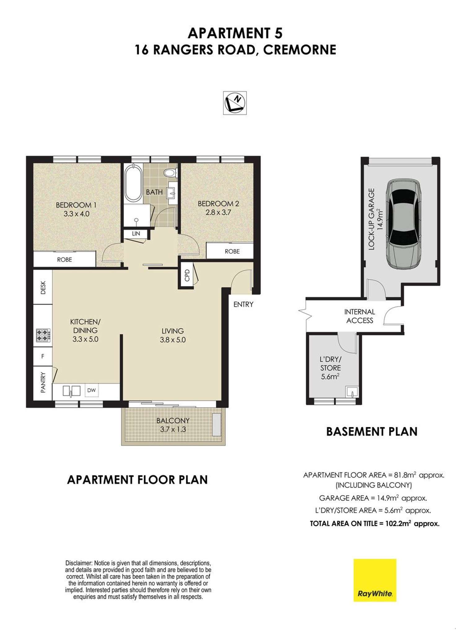 Floorplan of Homely apartment listing, 5/16 Rangers Road, Cremorne NSW 2090