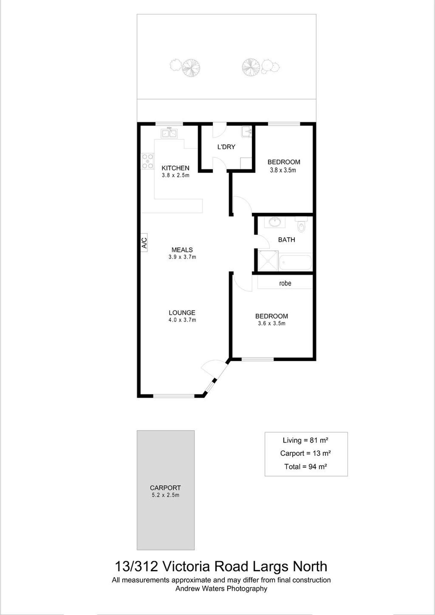 Floorplan of Homely unit listing, 13/312 Victoria Road, Largs North SA 5016