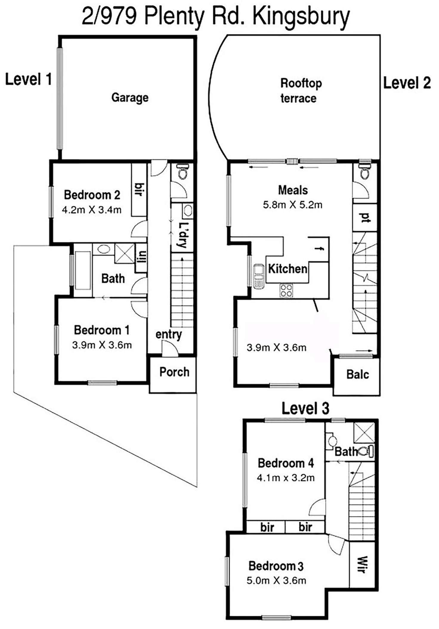 Floorplan of Homely townhouse listing, 2/979-985 Plenty Road, Kingsbury VIC 3083