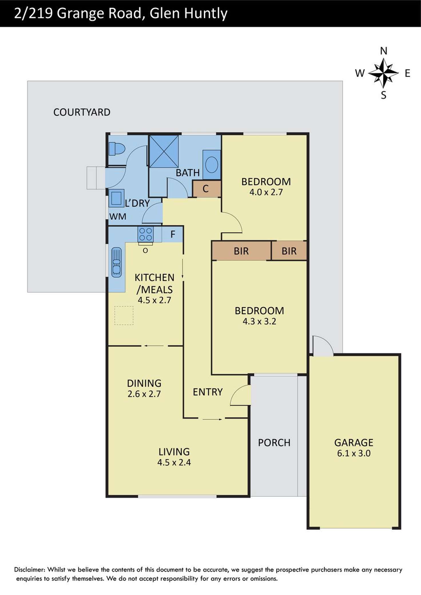 Floorplan of Homely unit listing, 2/219 Grange Road, Glen Huntly VIC 3163