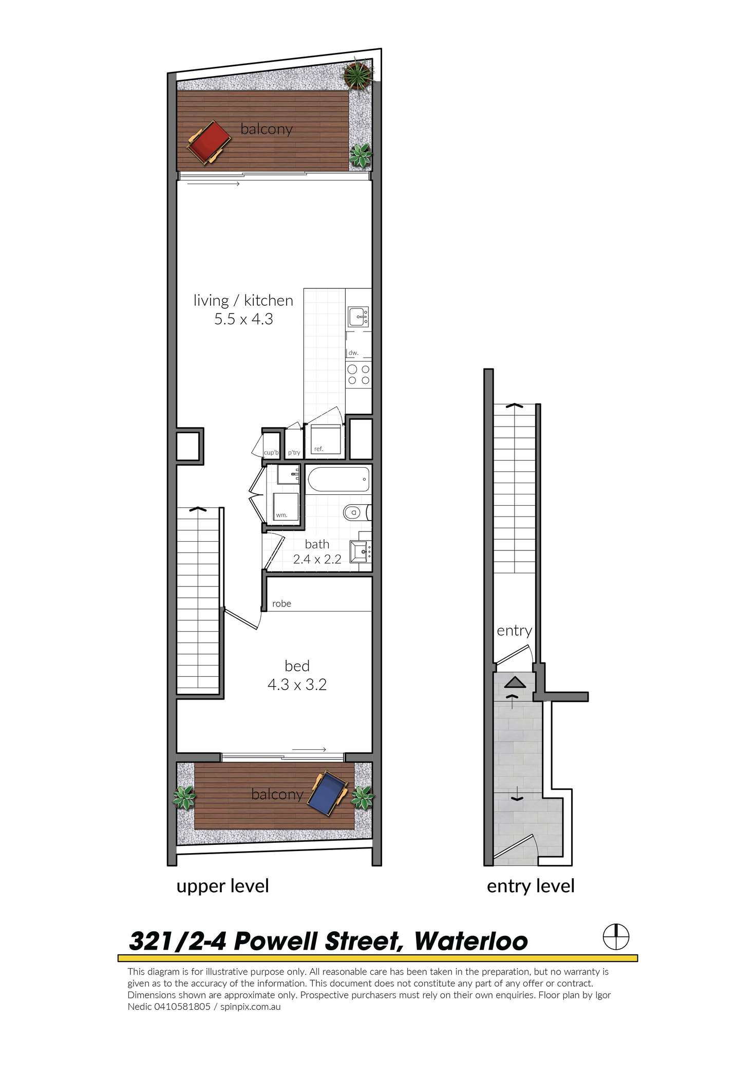 Floorplan of Homely apartment listing, 321/2-4 Powell Street, Waterloo NSW 2017