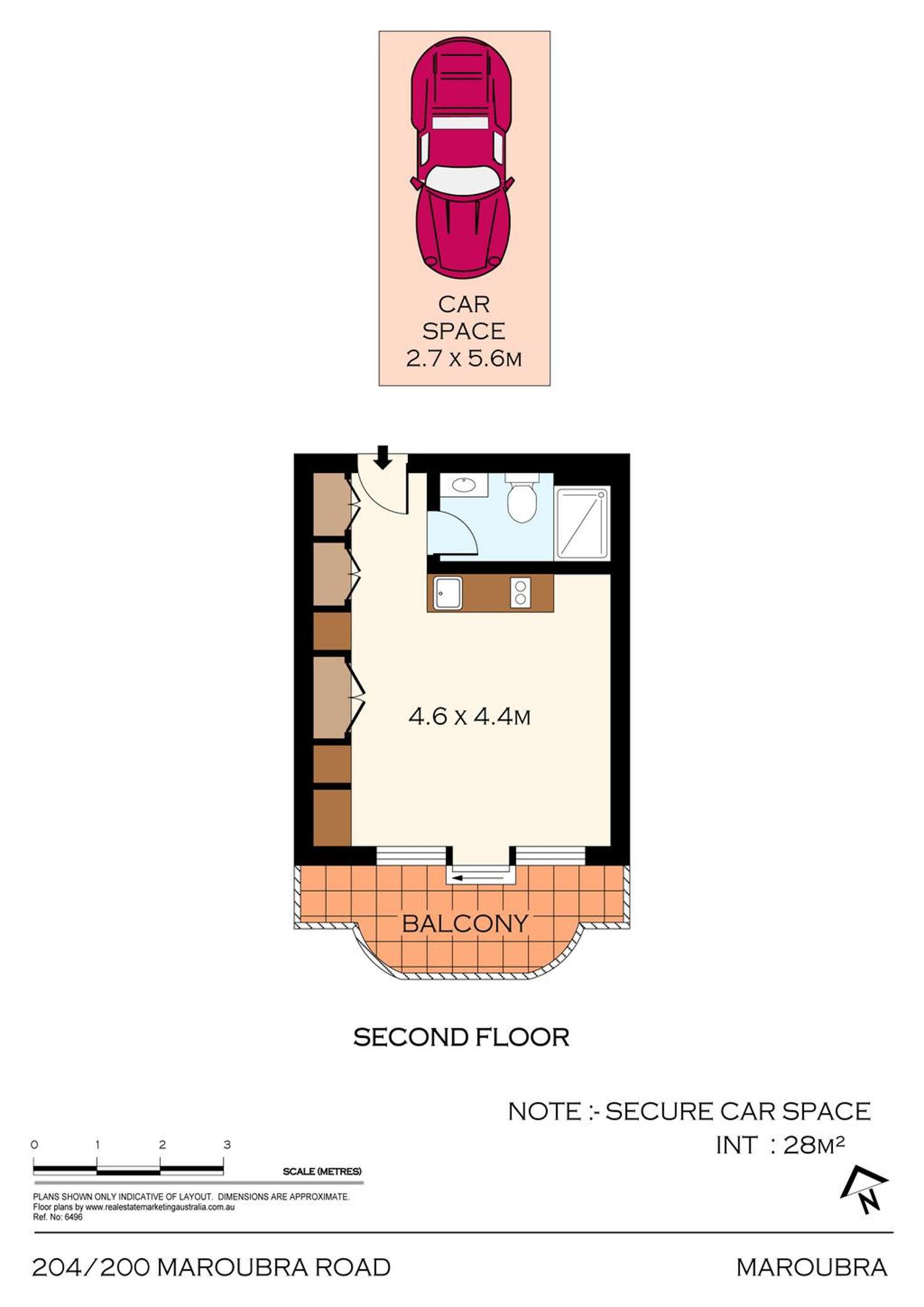 Floorplan of Homely studio listing, 204/200 Maroubra Road, Maroubra Junction NSW 2035