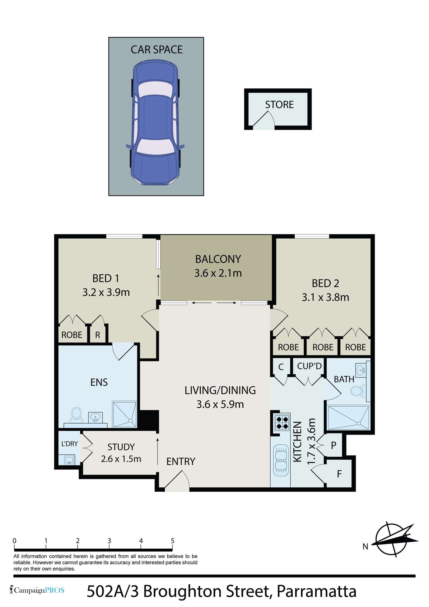 Floorplan of Homely apartment listing, 502A/3 Broughton Street, Parramatta NSW 2150