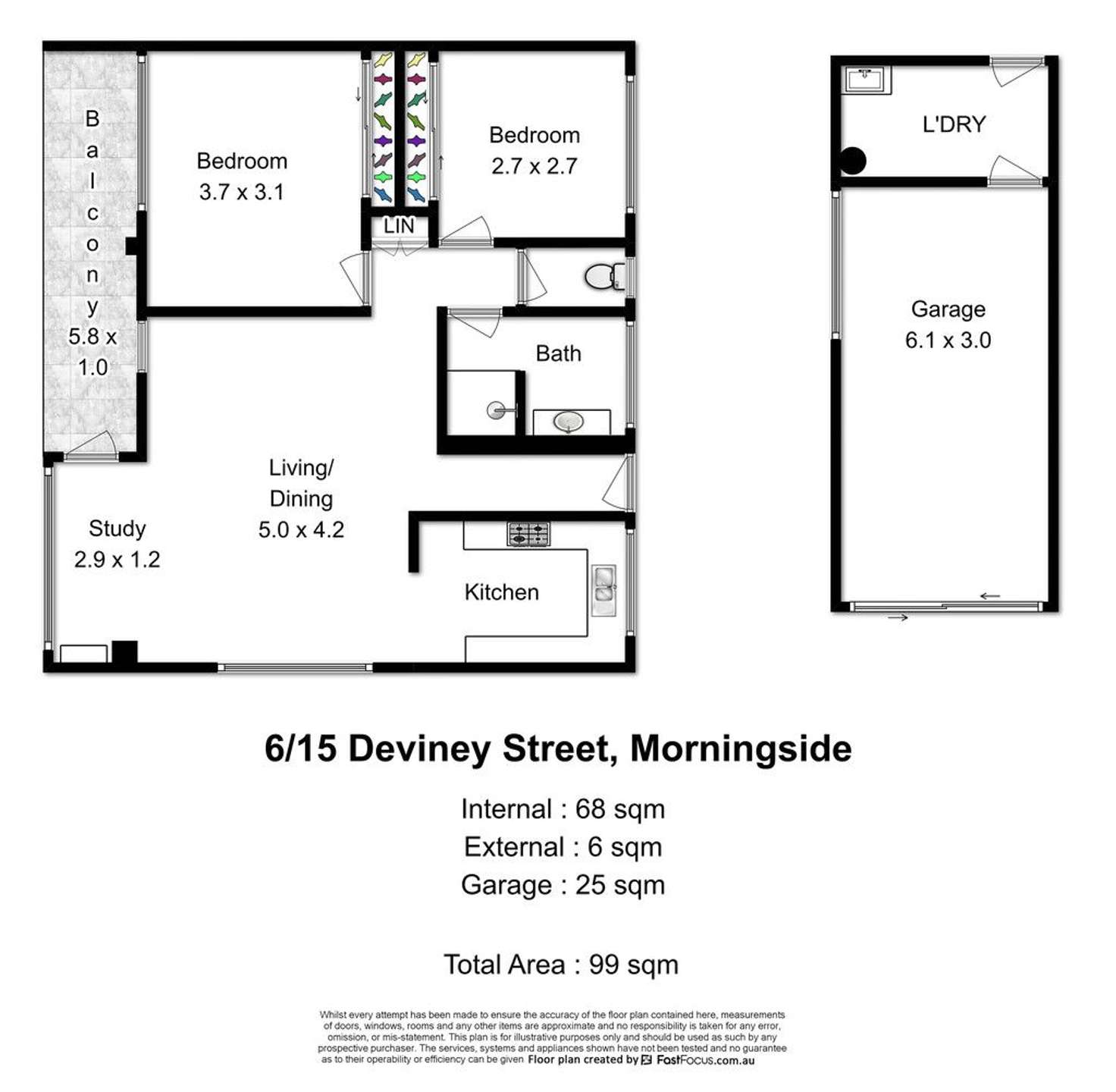 Floorplan of Homely apartment listing, 6/15 Deviney Street, Morningside QLD 4170