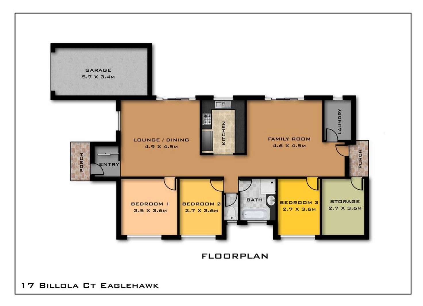Floorplan of Homely house listing, 17 Billola Court, Eaglehawk VIC 3556