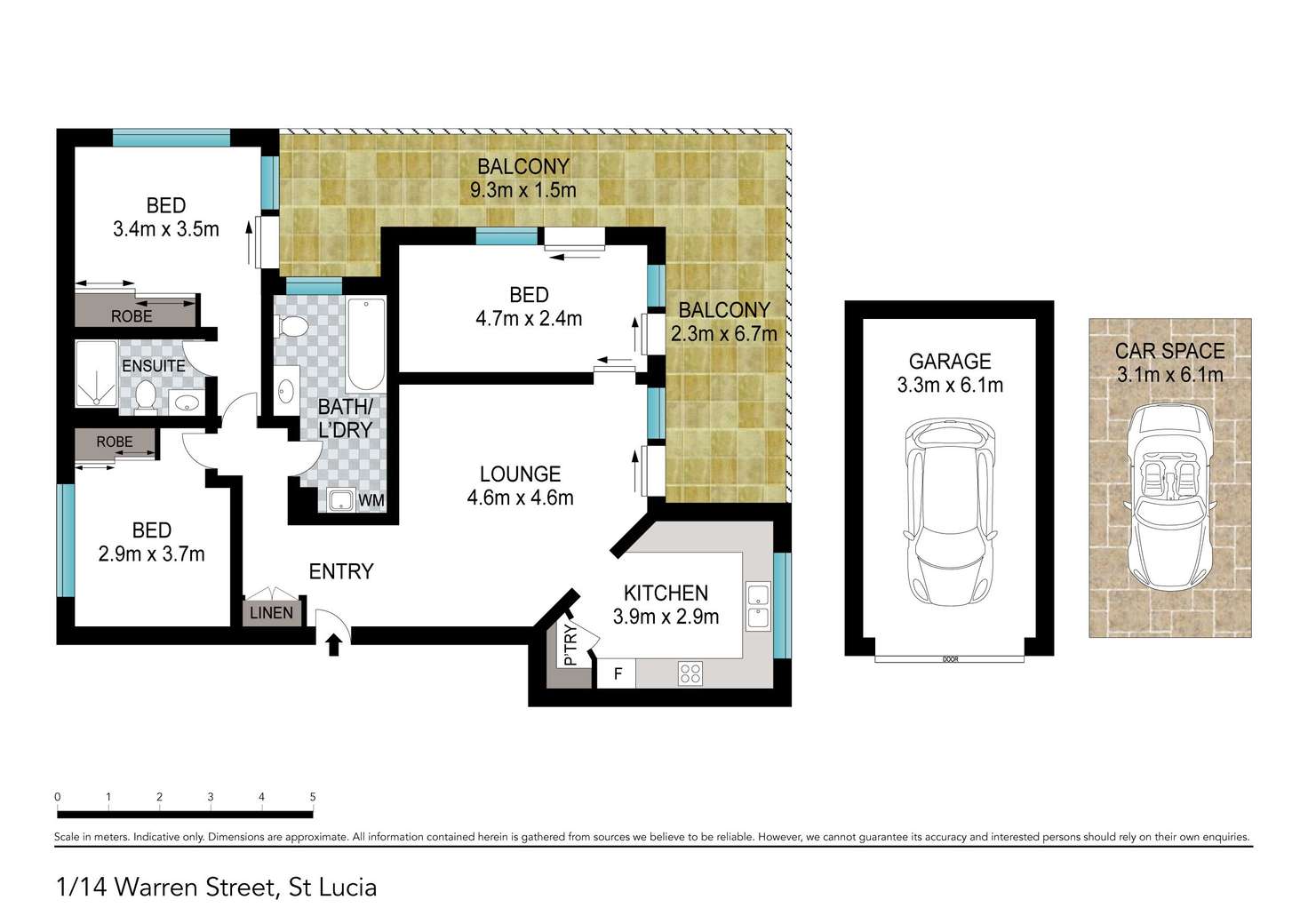 Floorplan of Homely unit listing, 1/14 Warren Street, St Lucia QLD 4067