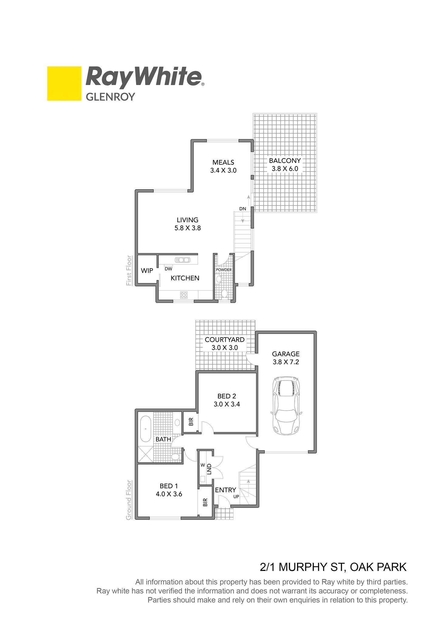 Floorplan of Homely townhouse listing, 2/1 Murphy Street, Oak Park VIC 3046