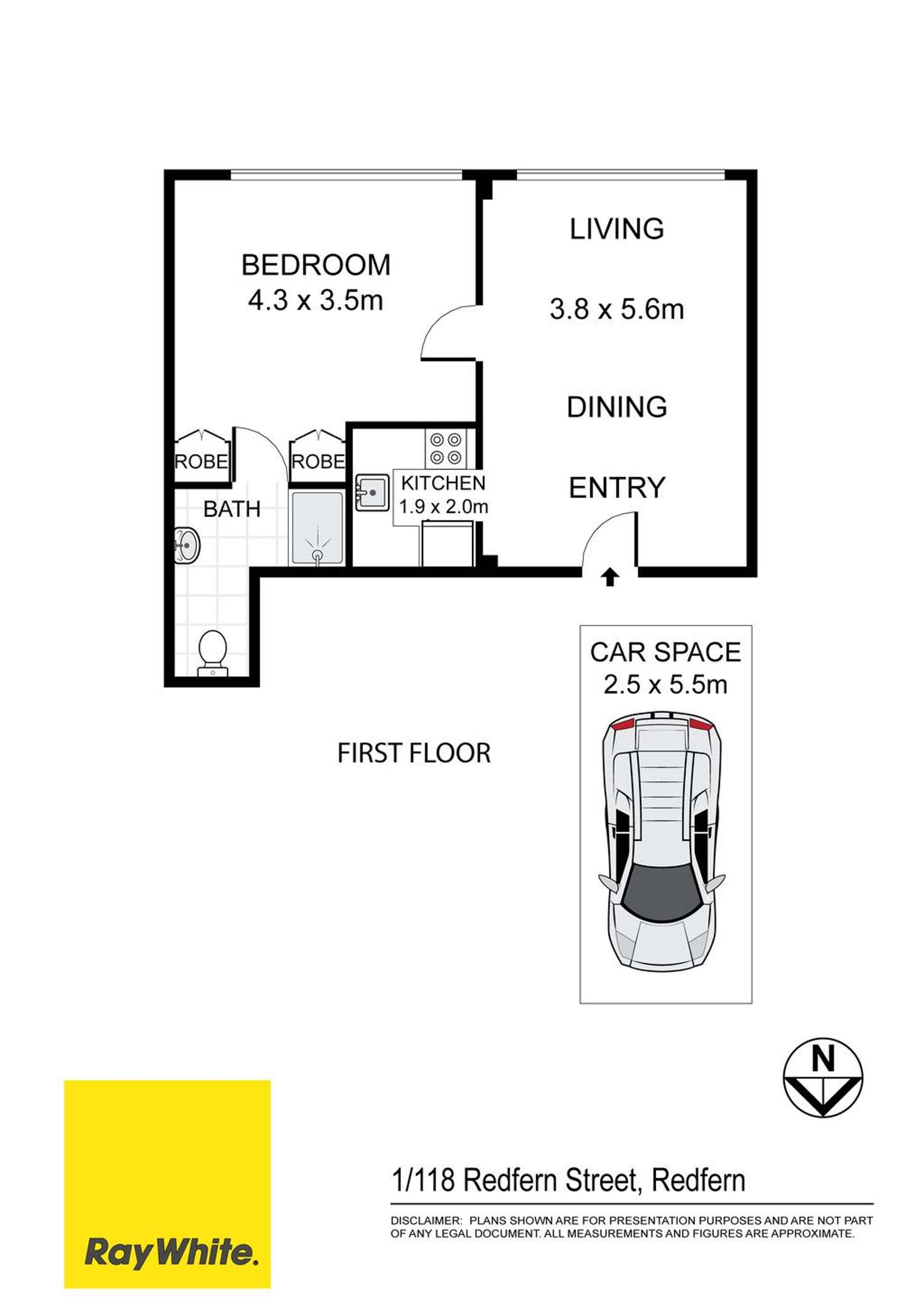 Floorplan of Homely apartment listing, 1/118 Redfern Street, Redfern NSW 2016