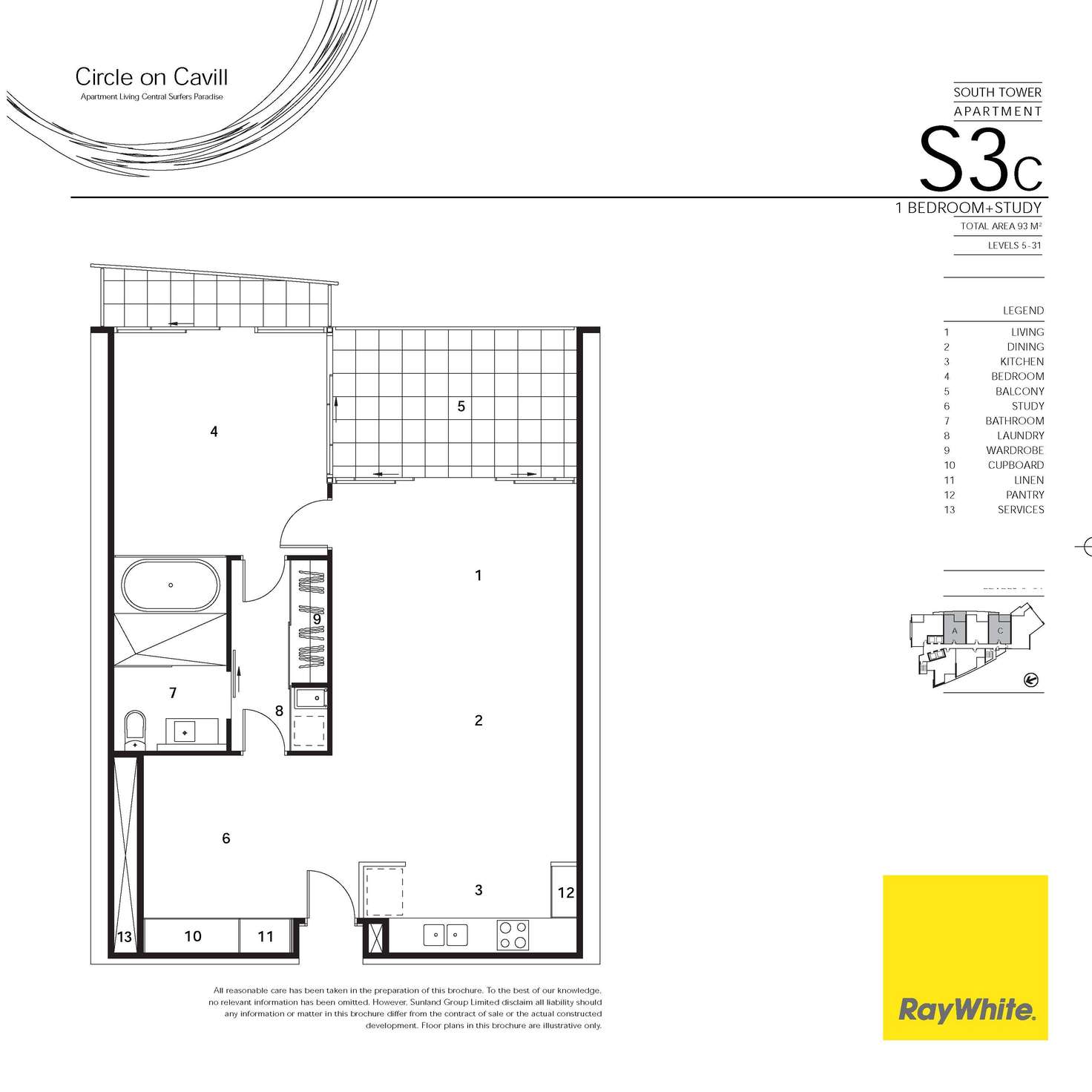 Floorplan of Homely unit listing, 1284/9 Ferny Avenue, Surfers Paradise QLD 4217