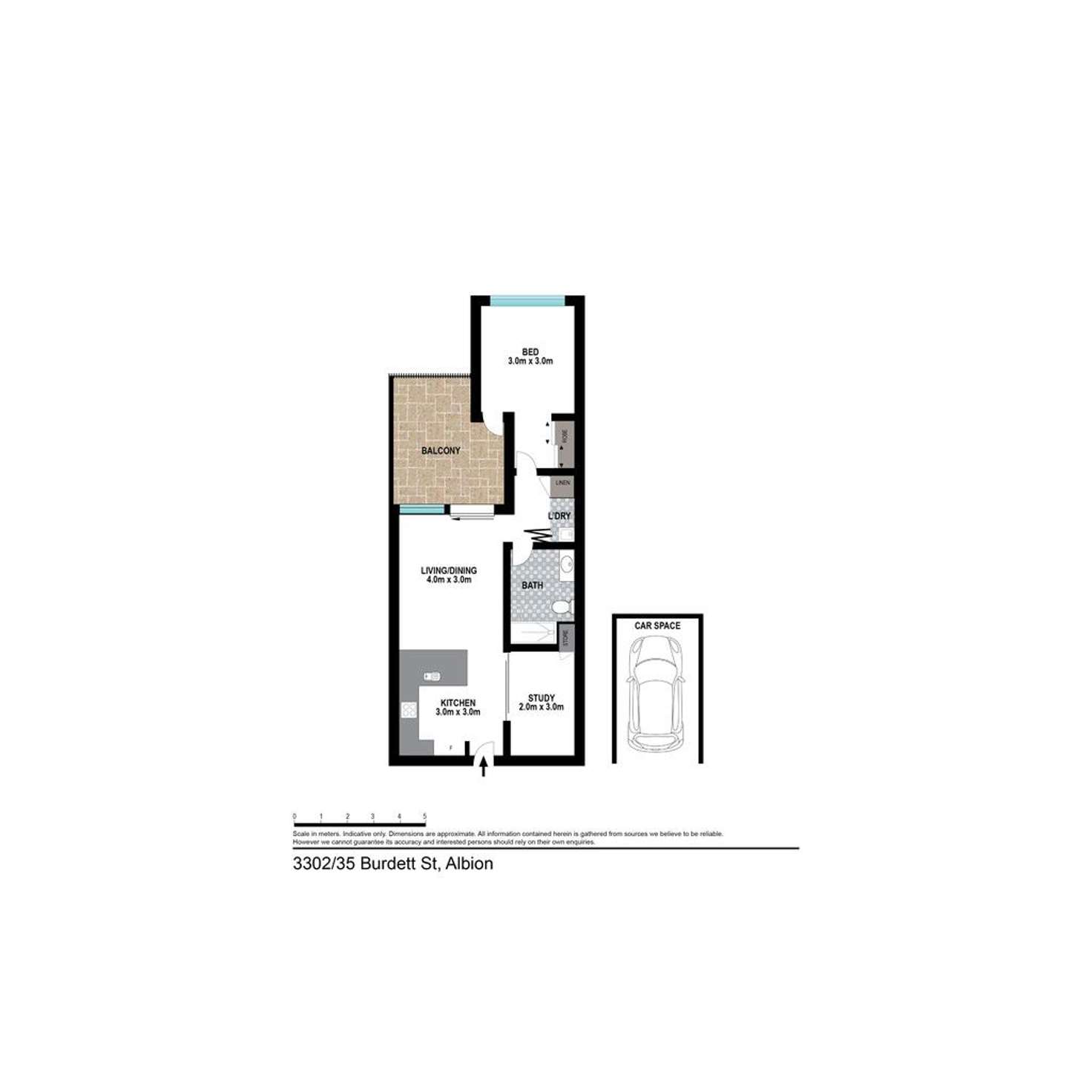 Floorplan of Homely unit listing, 3302/35 Burdett Street, Albion QLD 4010