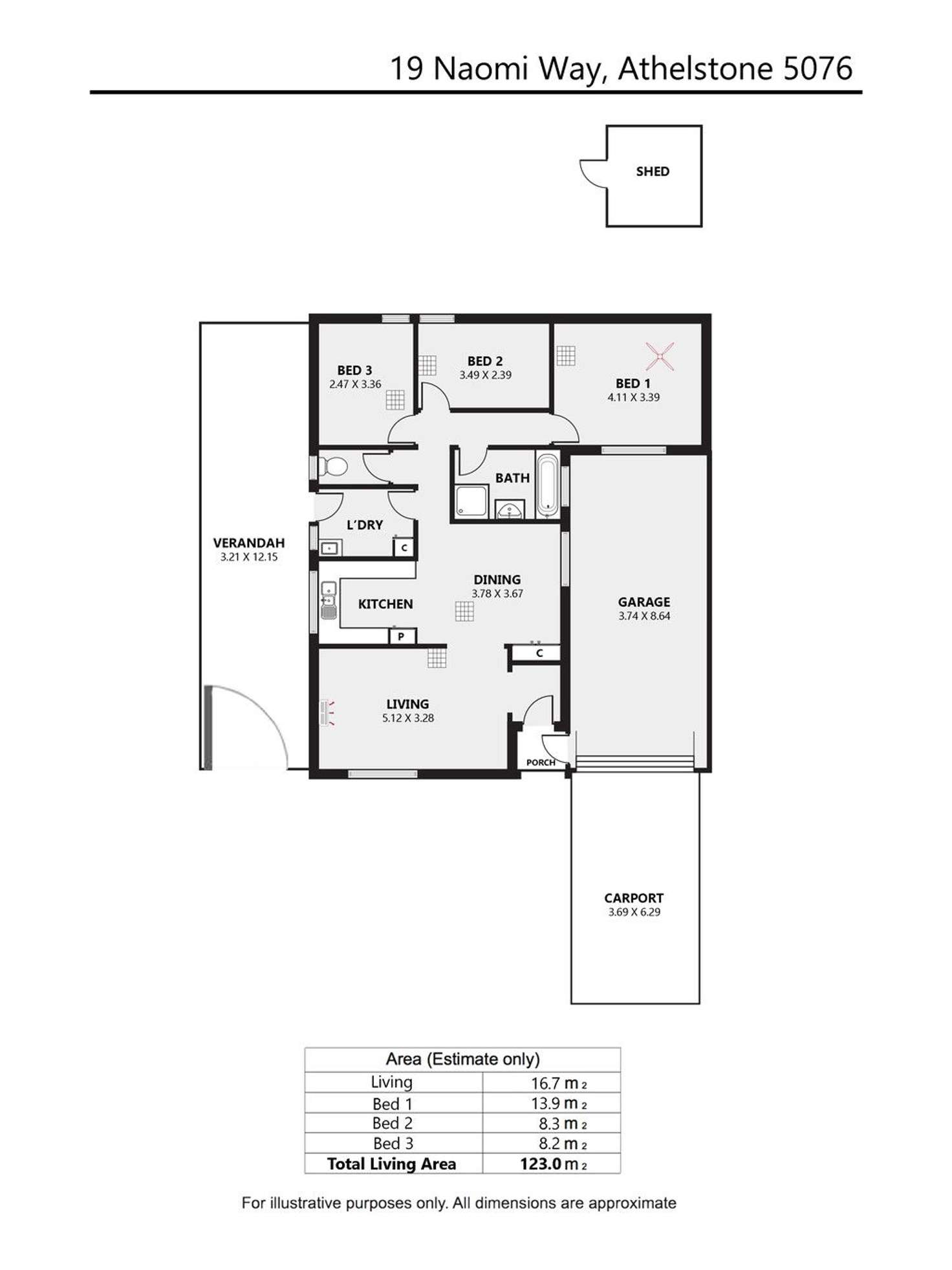 Floorplan of Homely house listing, 19 Naomi Way, Athelstone SA 5076