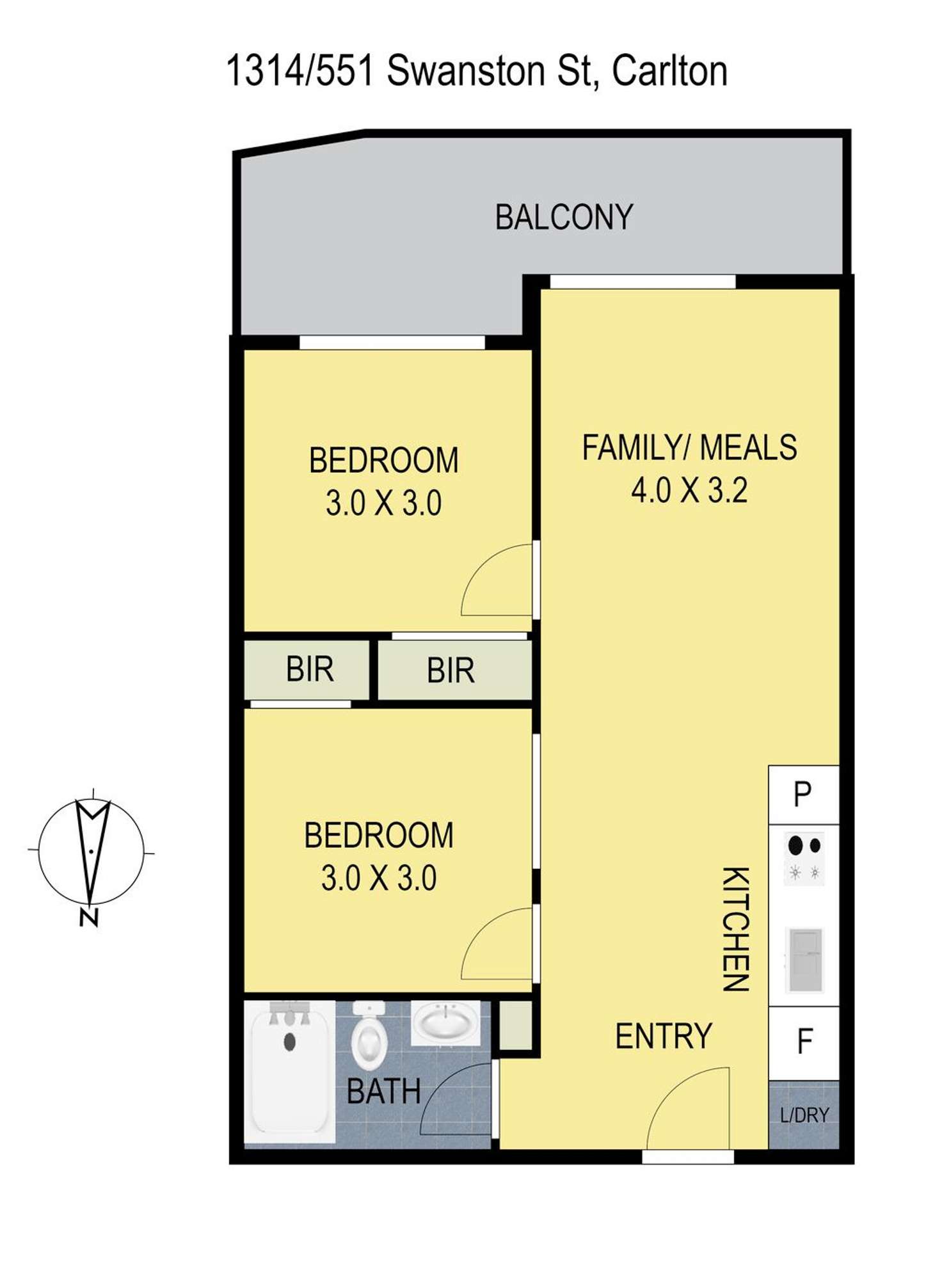 Floorplan of Homely apartment listing, 1314/551 Swanston Street, Carlton VIC 3053
