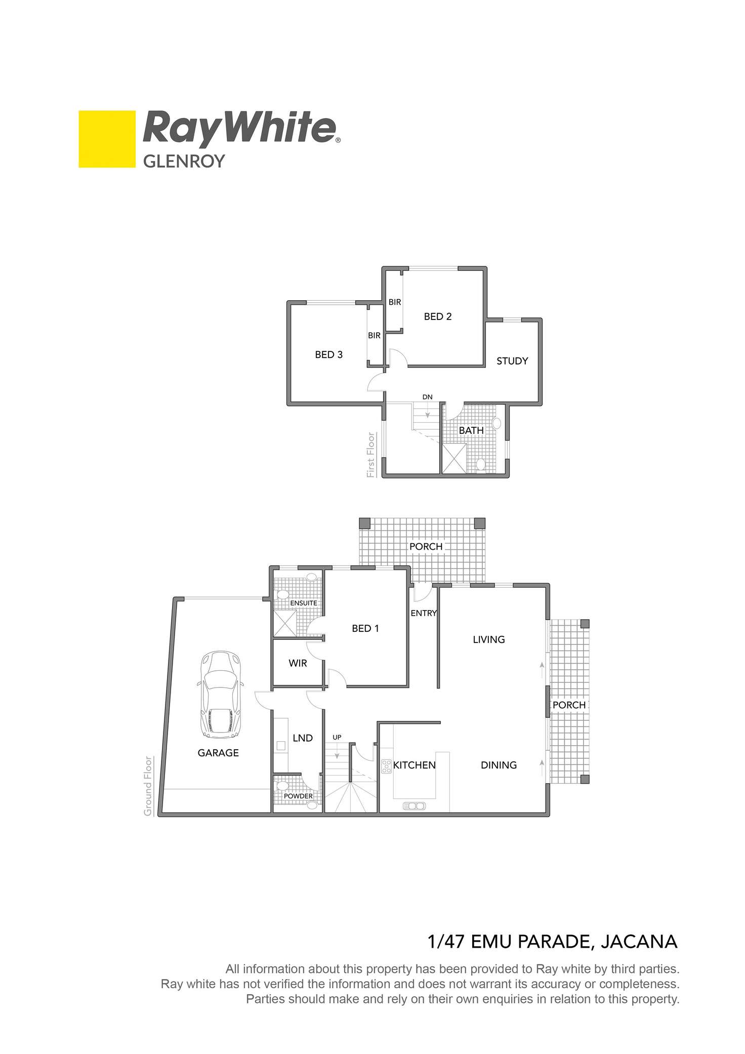 Floorplan of Homely townhouse listing, 47 Emu Parade, Jacana VIC 3047