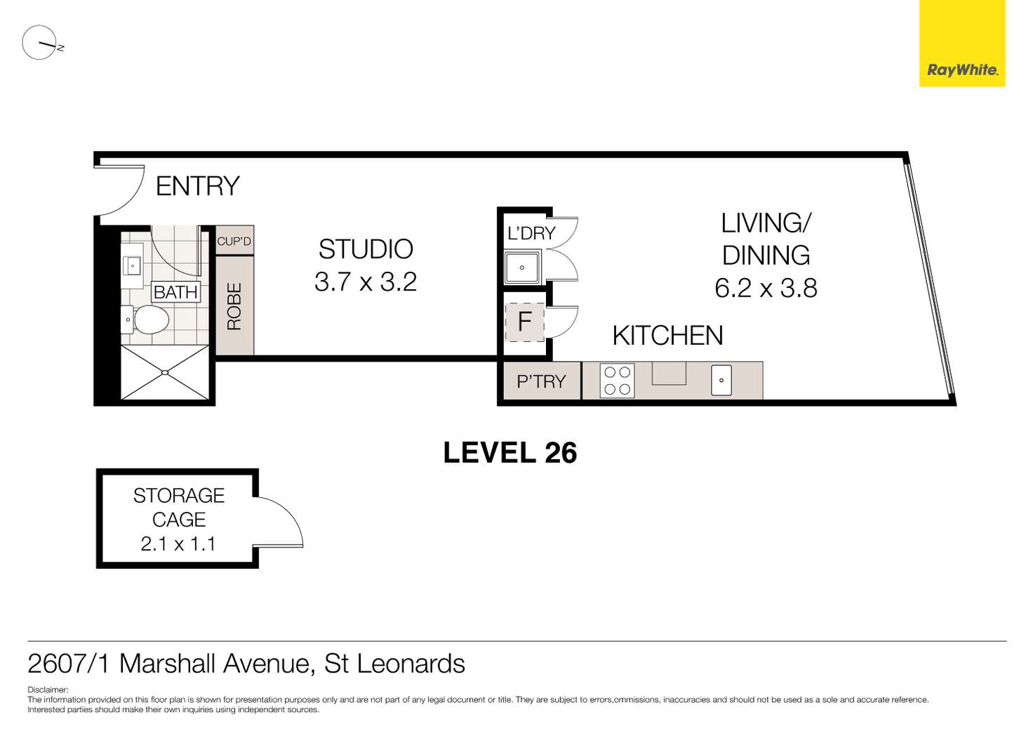 Floorplan of Homely unit listing, 2607/1 Marshall Avenue, St Leonards NSW 2065