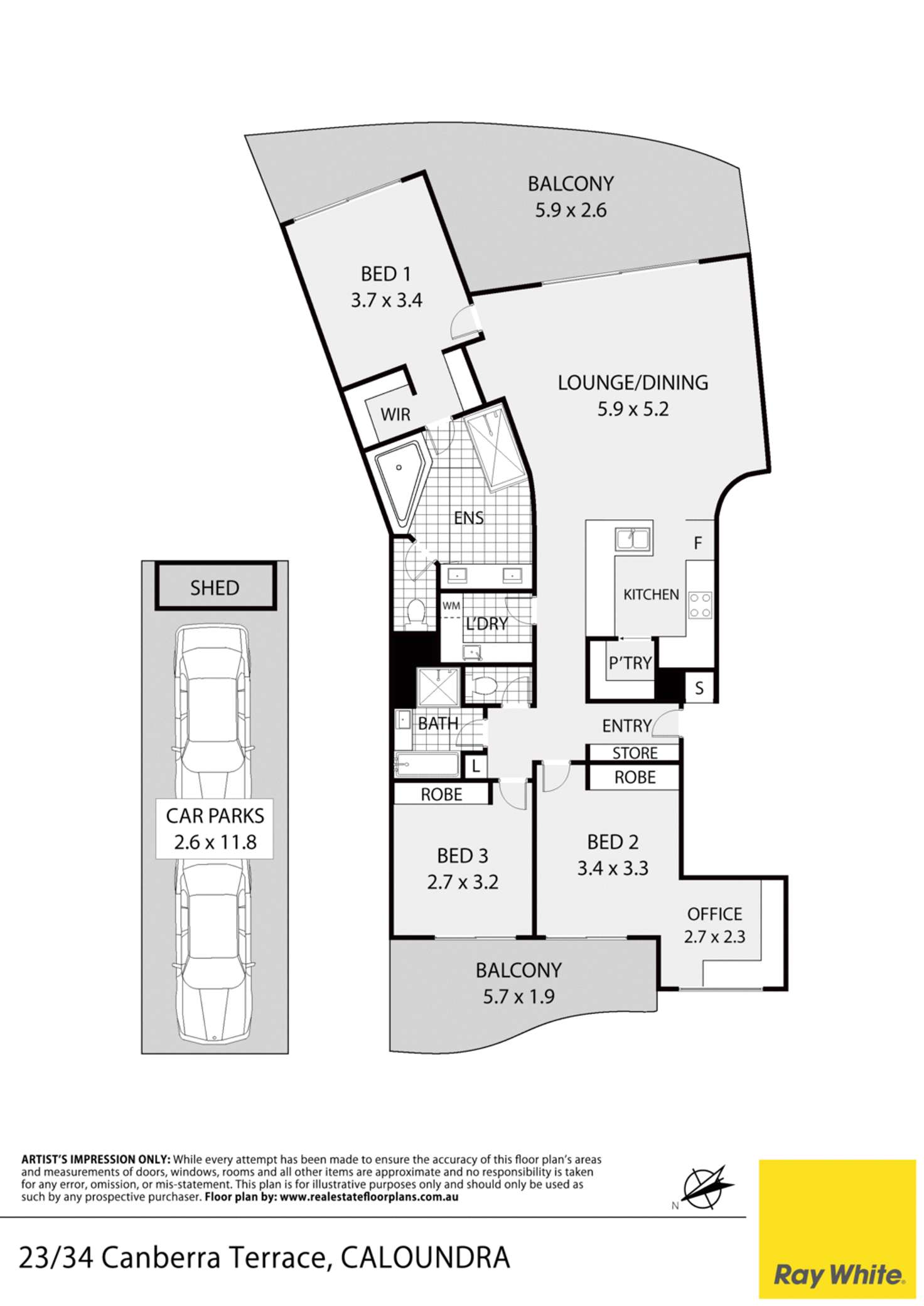 Floorplan of Homely apartment listing, 23/34 Canberra Terrace, Caloundra QLD 4551