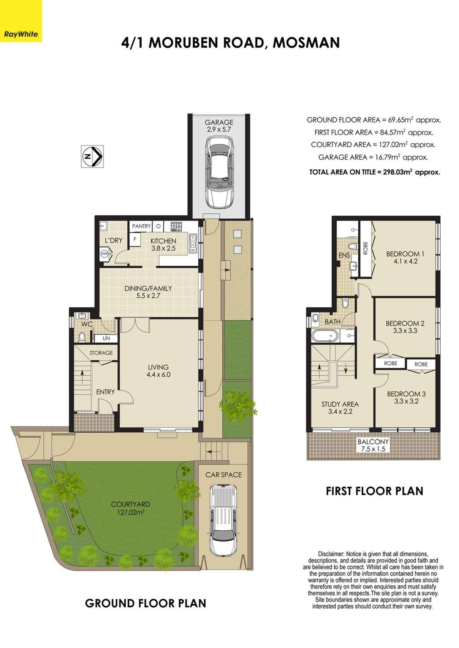 Floorplan of Homely townhouse listing, 4/1 Moruben Road, Mosman NSW 2088