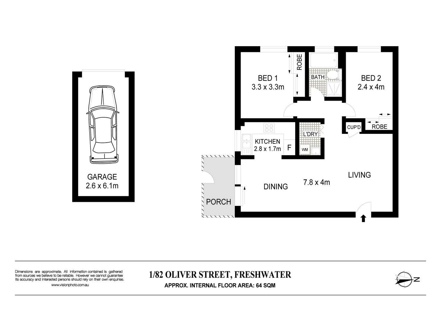 Floorplan of Homely unit listing, 1/82 Oliver Street, Freshwater NSW 2096