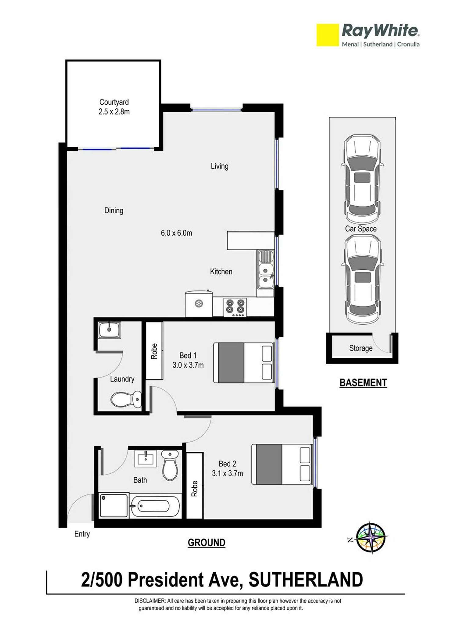 Floorplan of Homely apartment listing, 2/500 President Avenue, Sutherland NSW 2232