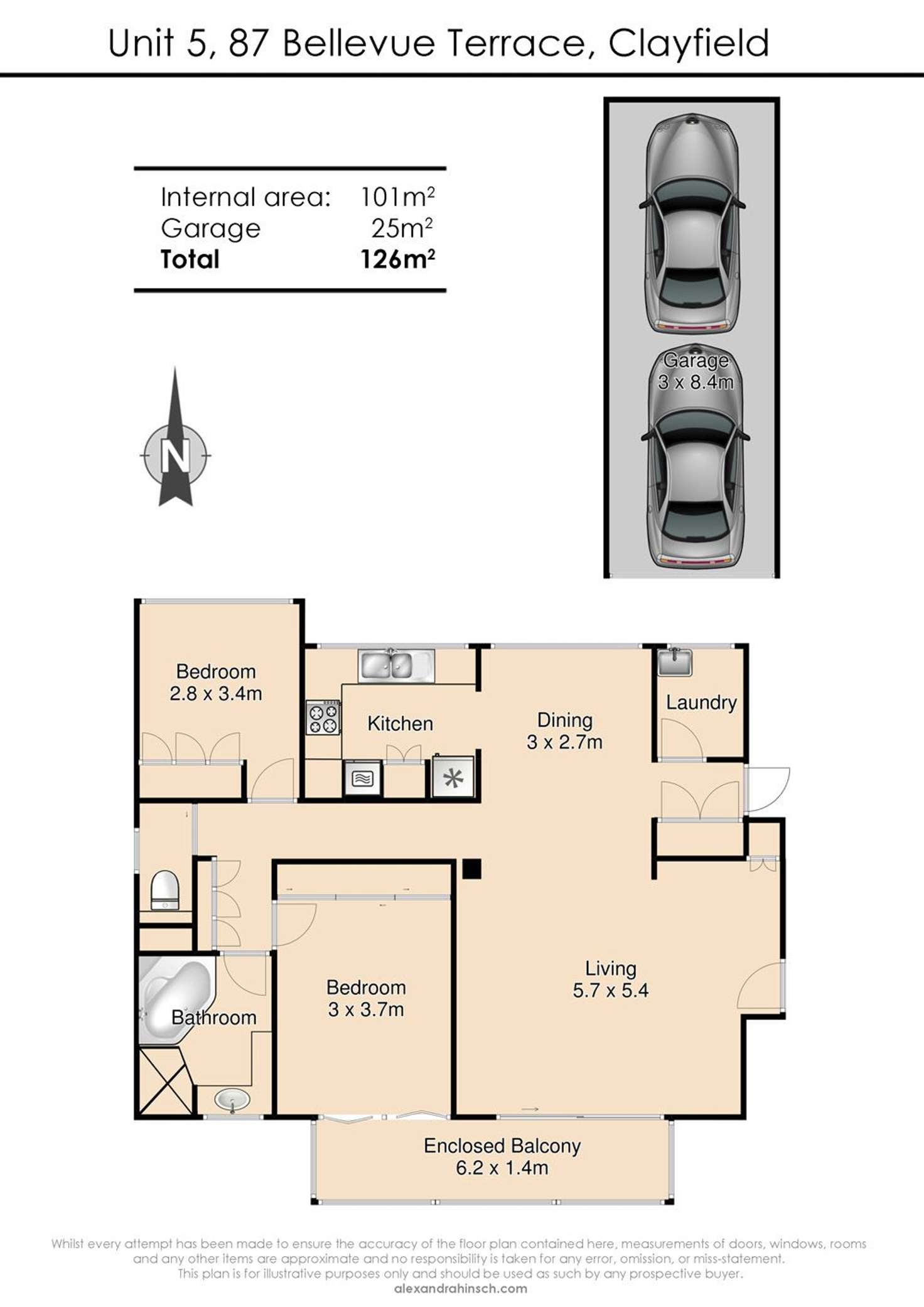 Floorplan of Homely unit listing, 5/87 Bellevue Terrace, Clayfield QLD 4011