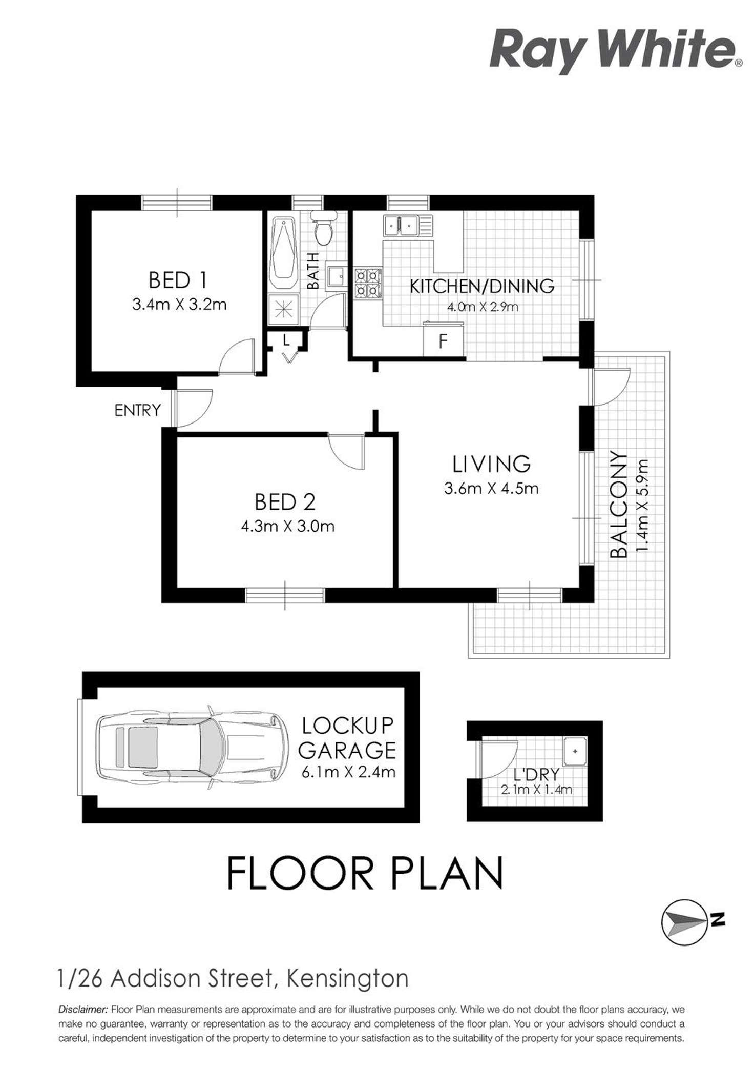 Floorplan of Homely apartment listing, 1/26 Addison Street, Kensington NSW 2033