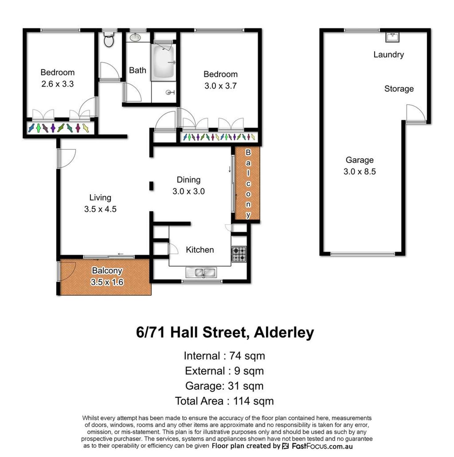 Floorplan of Homely unit listing, 6/71 Hall Street, Alderley QLD 4051