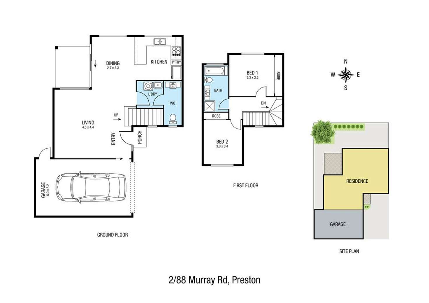 Floorplan of Homely townhouse listing, 2/88 Murray Road, Preston VIC 3072