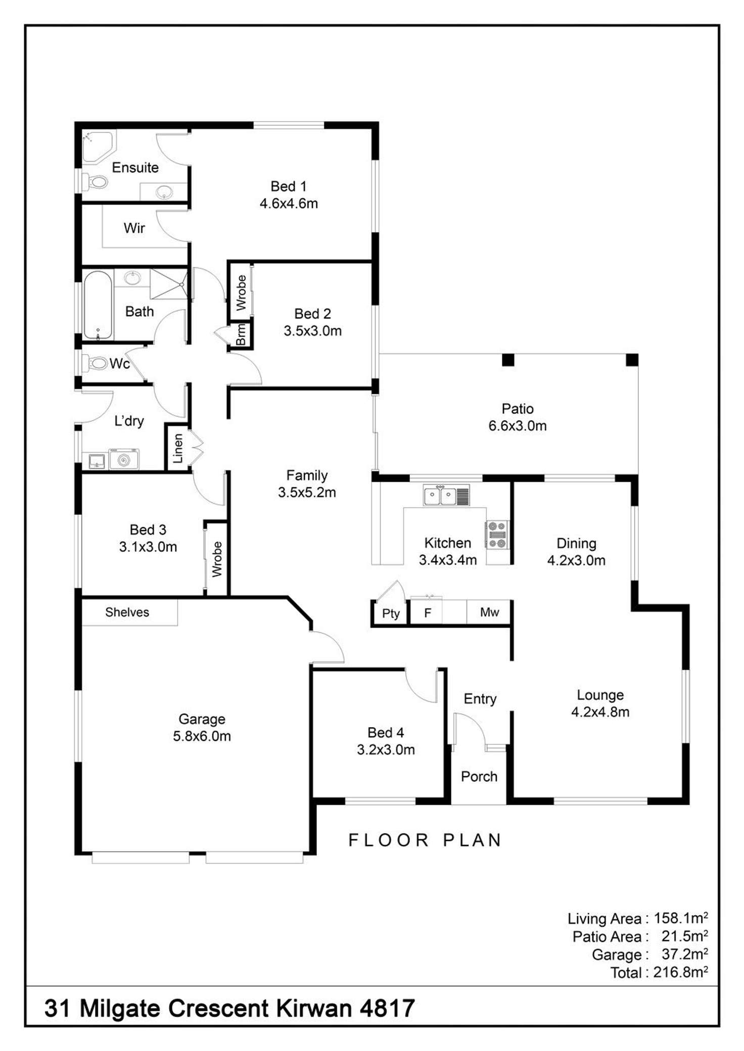 Floorplan of Homely house listing, 31 Milgate Crescent, Kirwan QLD 4817