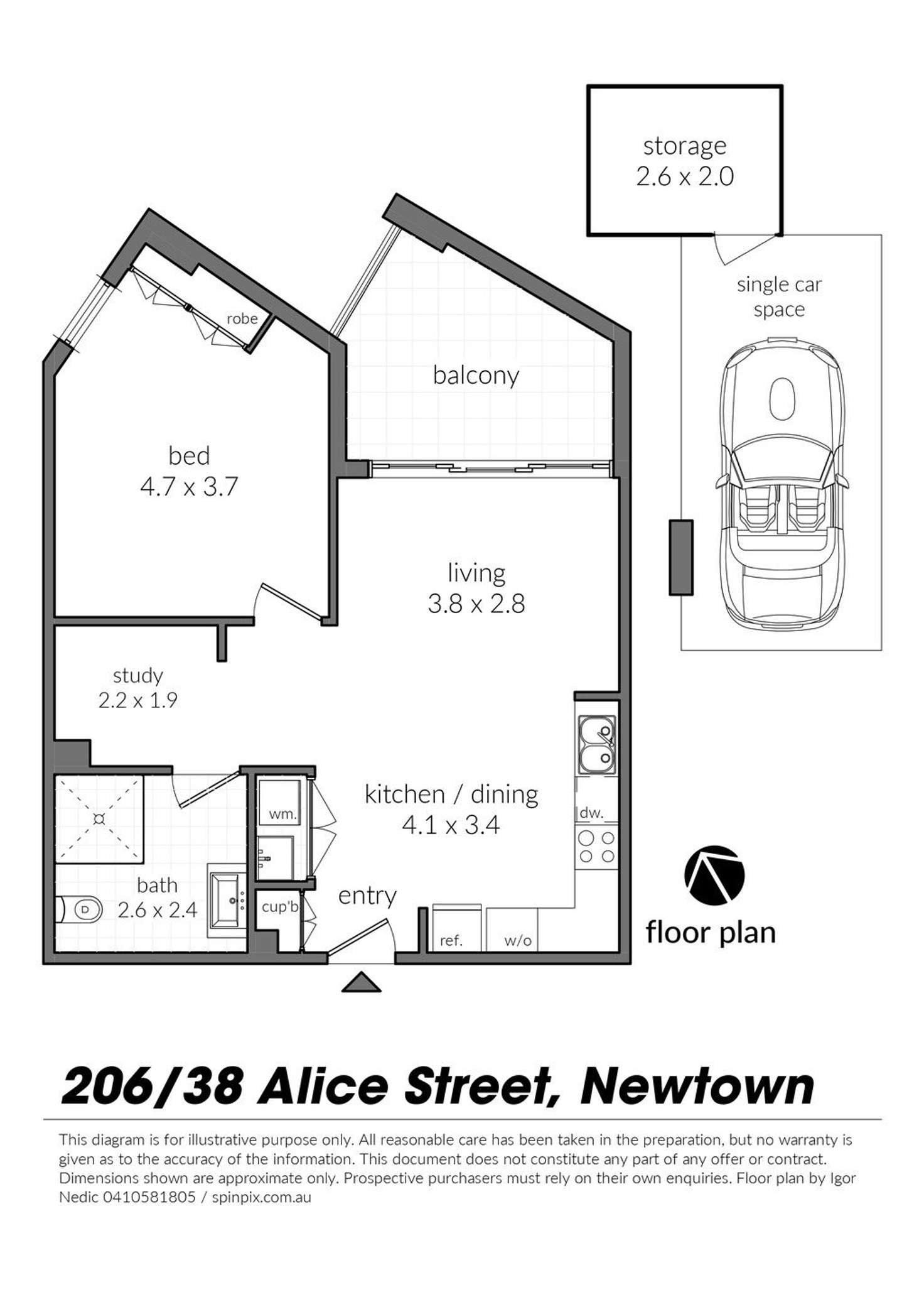 Floorplan of Homely unit listing, 206/38 Alice Street, Newtown NSW 2042