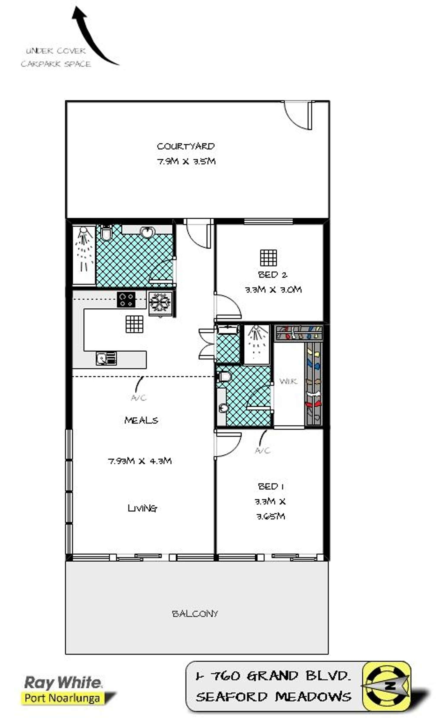 Floorplan of Homely apartment listing, 1/760 Grand Boulevard, Seaford Meadows SA 5169