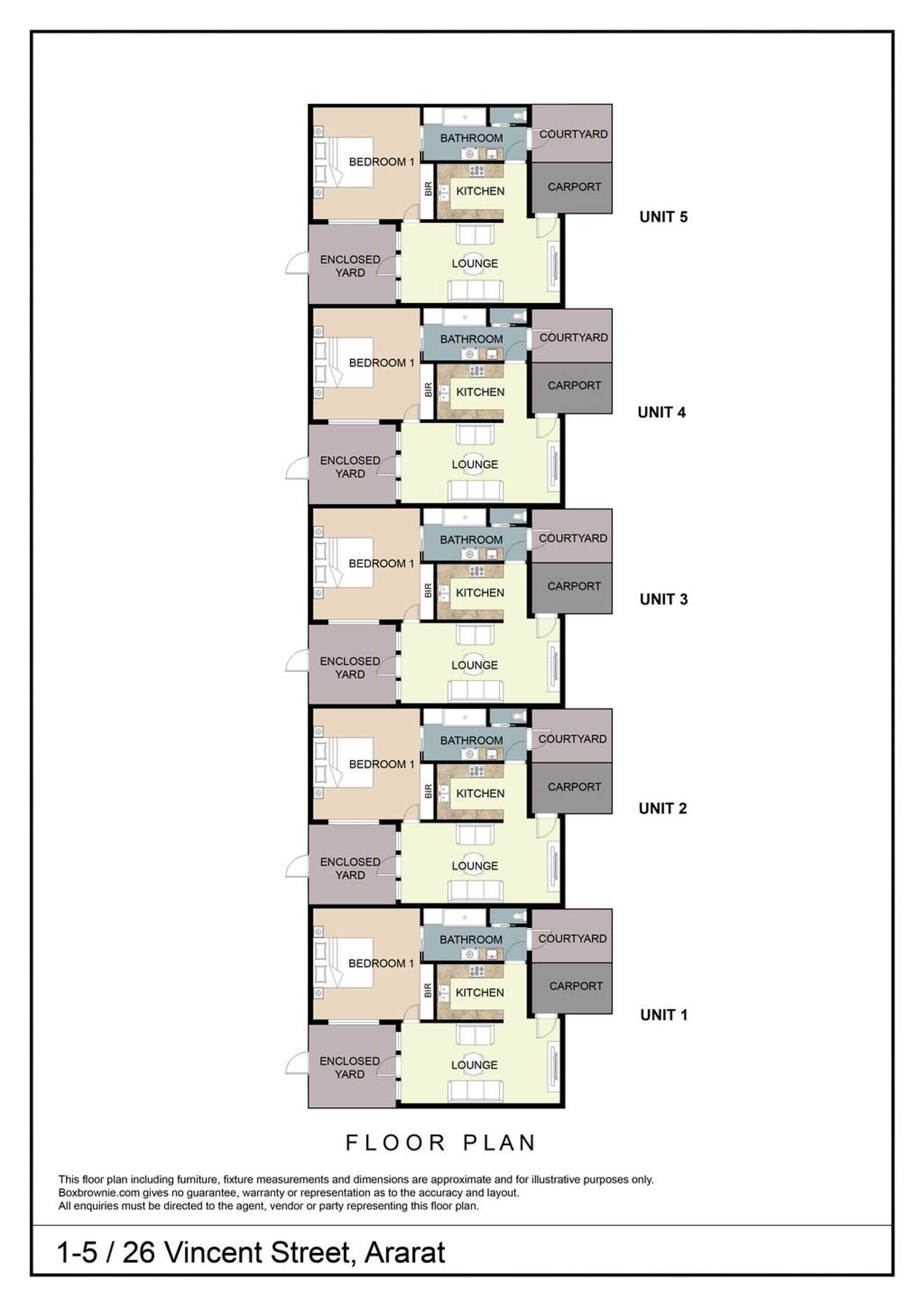 Floorplan of Homely blockOfUnits listing, 1-5/26 Vincent Street, Ararat VIC 3377