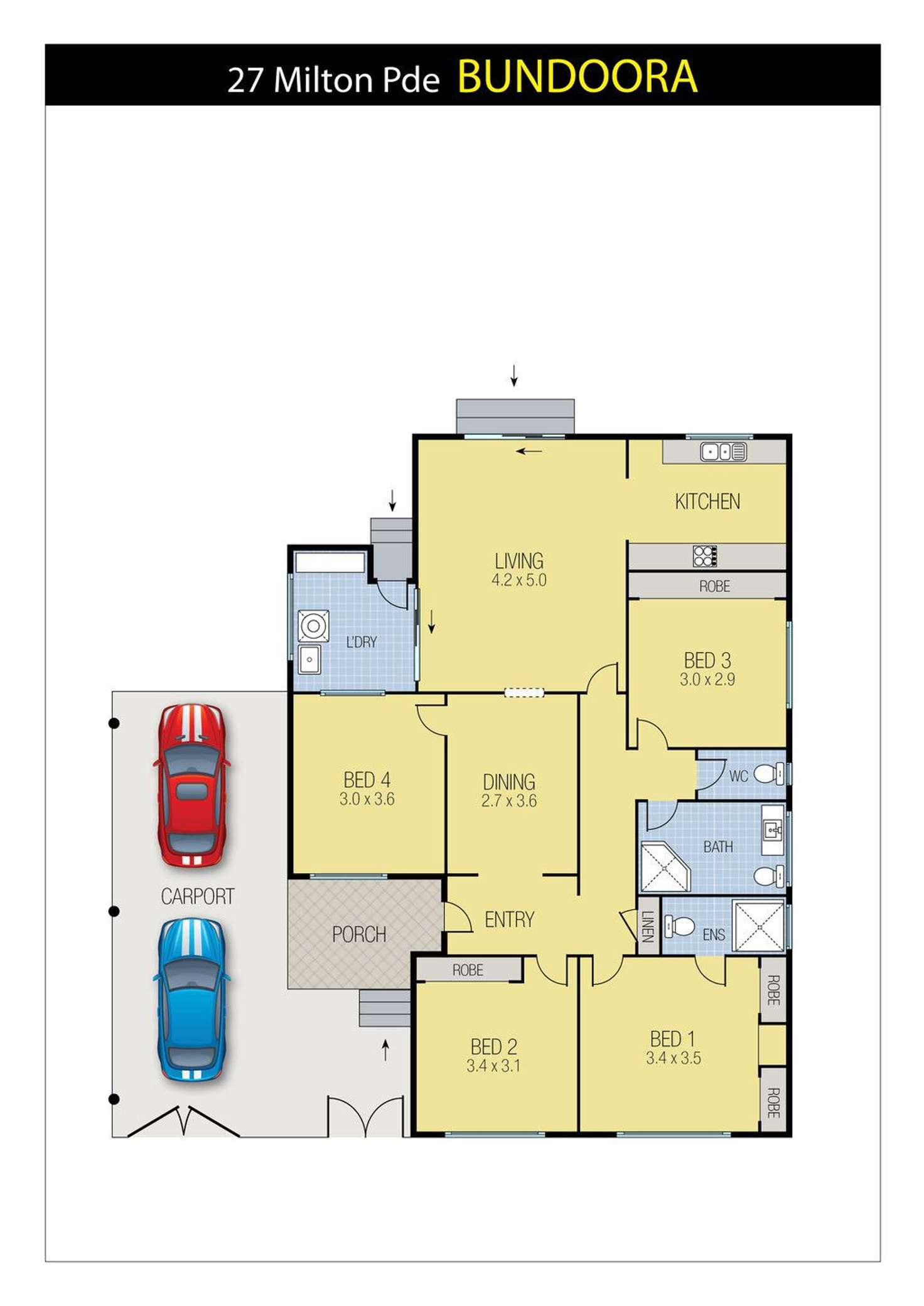 Floorplan of Homely house listing, 27 Milton Parade, Bundoora VIC 3083