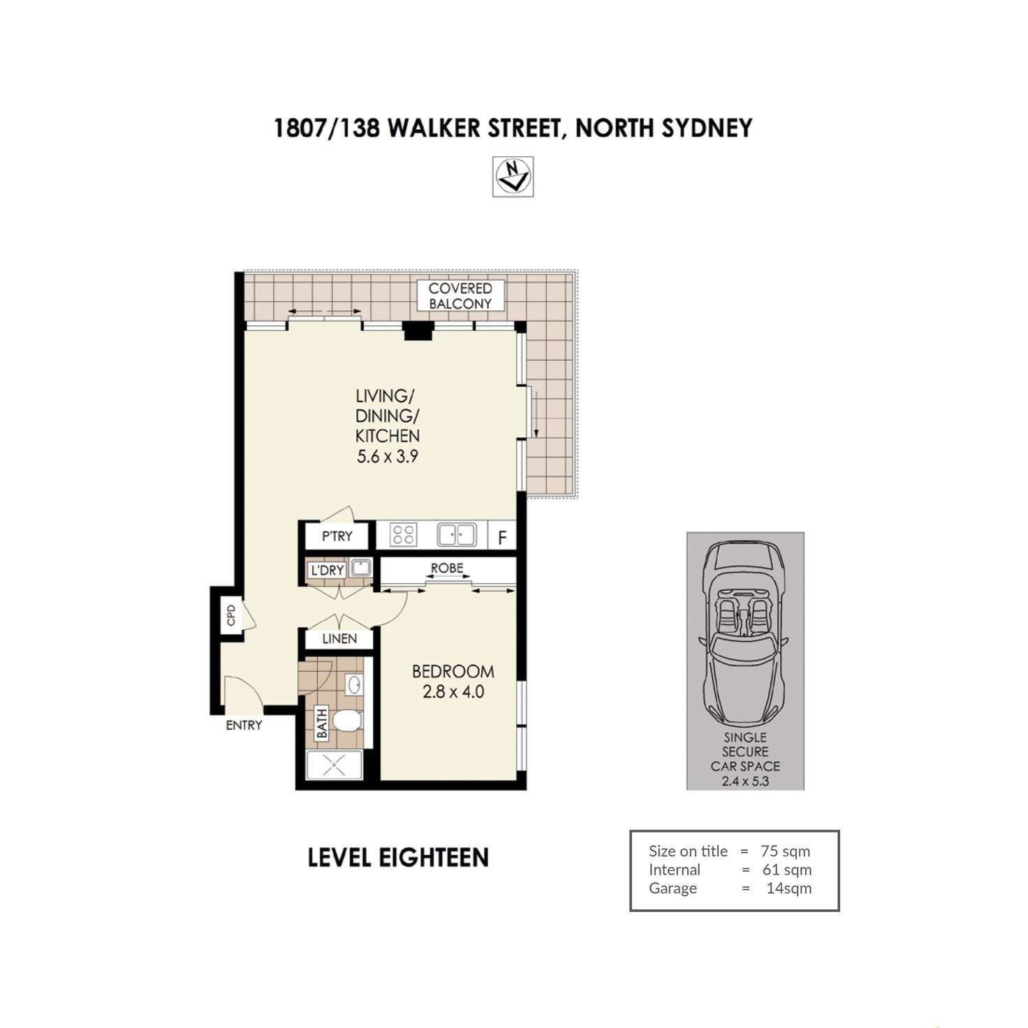 Floorplan of Homely apartment listing, 1807/138 Walker Street, North Sydney NSW 2060