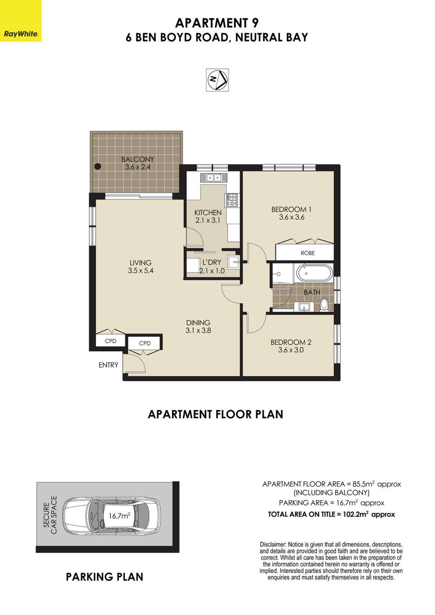 Floorplan of Homely apartment listing, 9/6 Ben Boyd Road, Neutral Bay NSW 2089