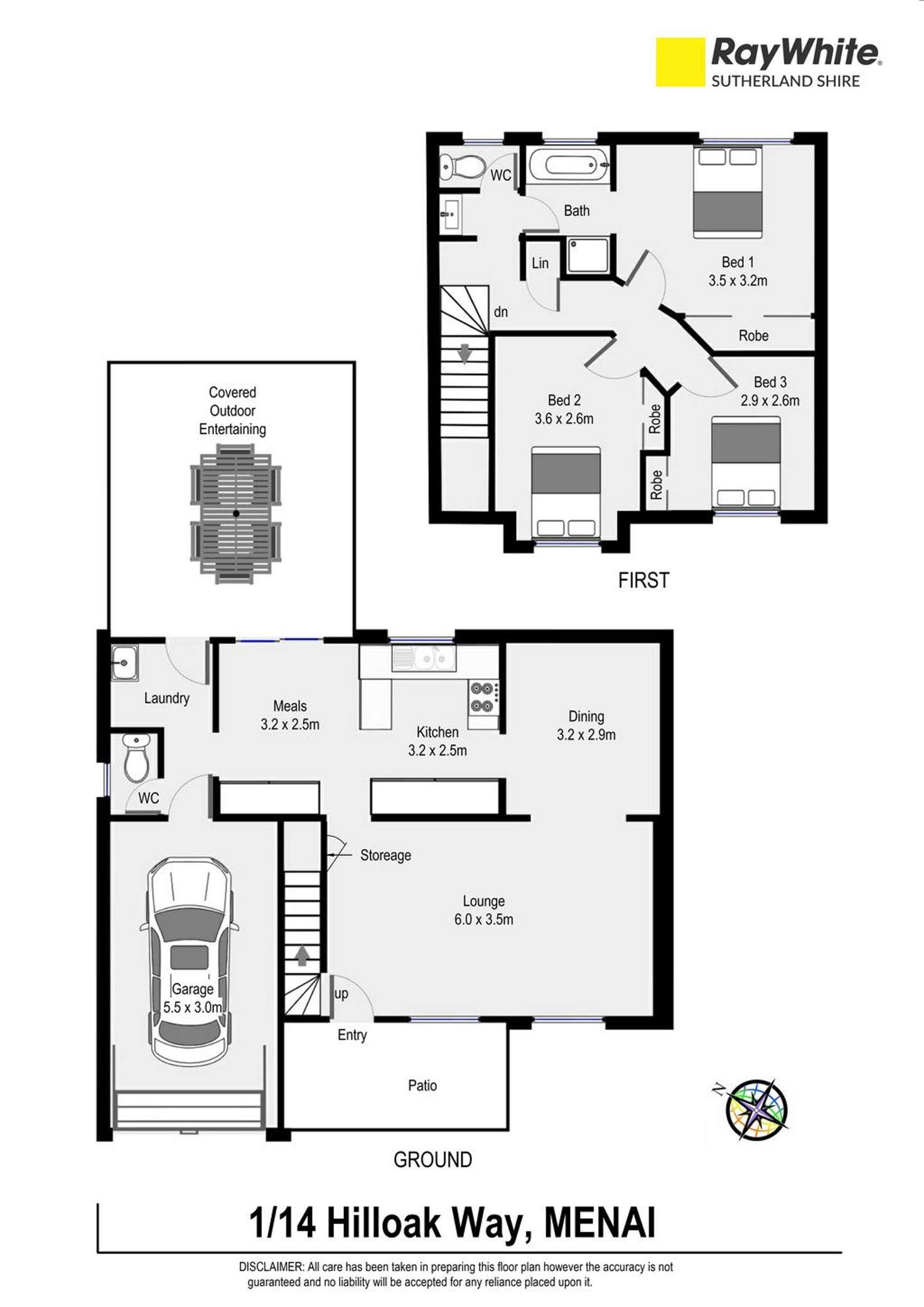 Floorplan of Homely townhouse listing, 1/14 Hilloak Way, Menai NSW 2234