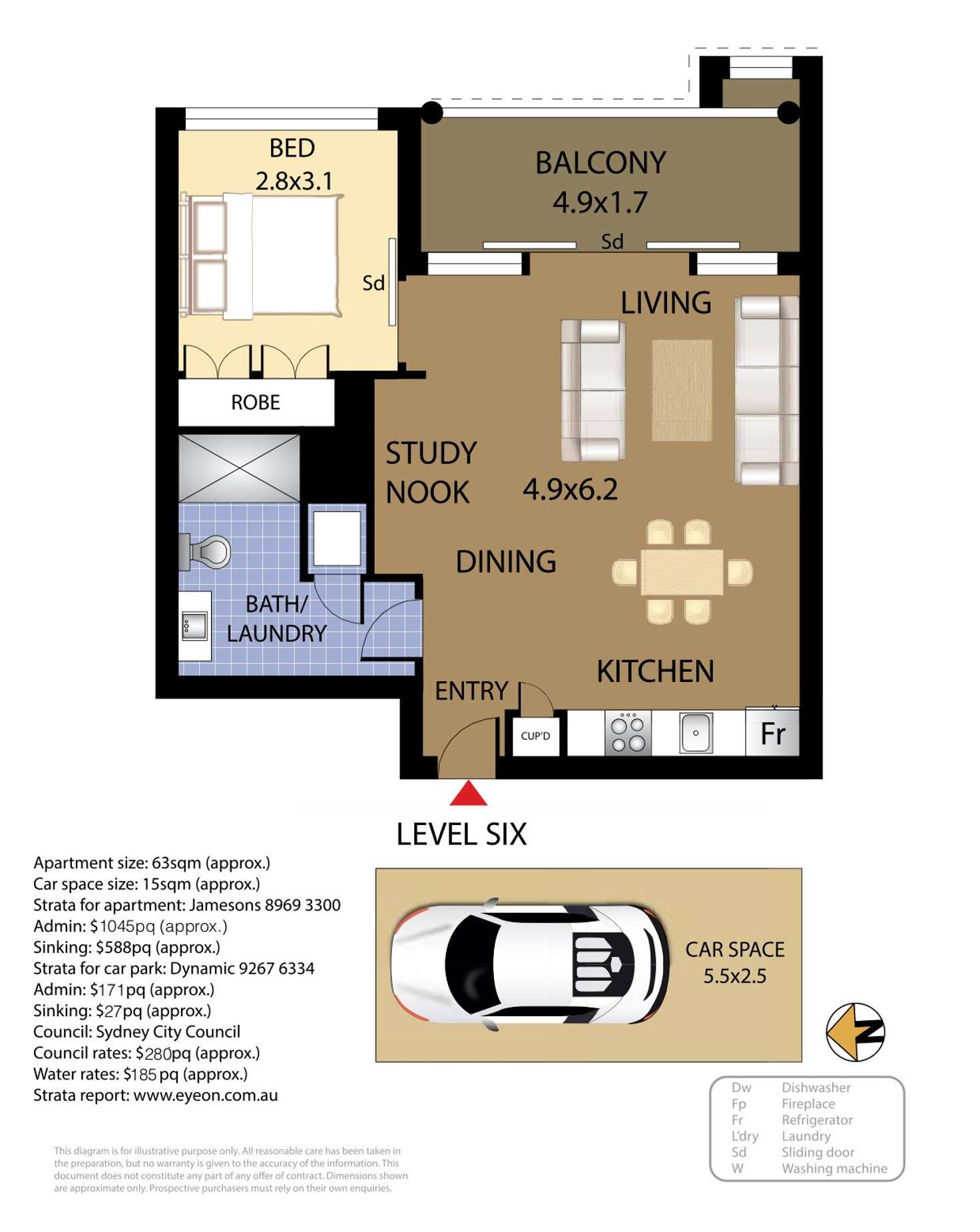 Floorplan of Homely apartment listing, 610/425 Bourke Street, Surry Hills NSW 2010