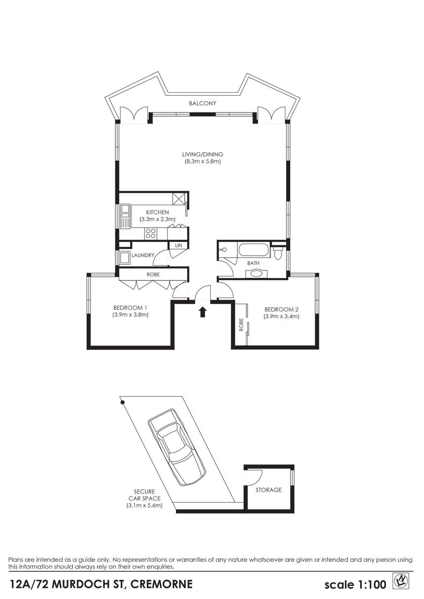 Floorplan of Homely apartment listing, 12a/72 Murdoch Street, Cremorne NSW 2090