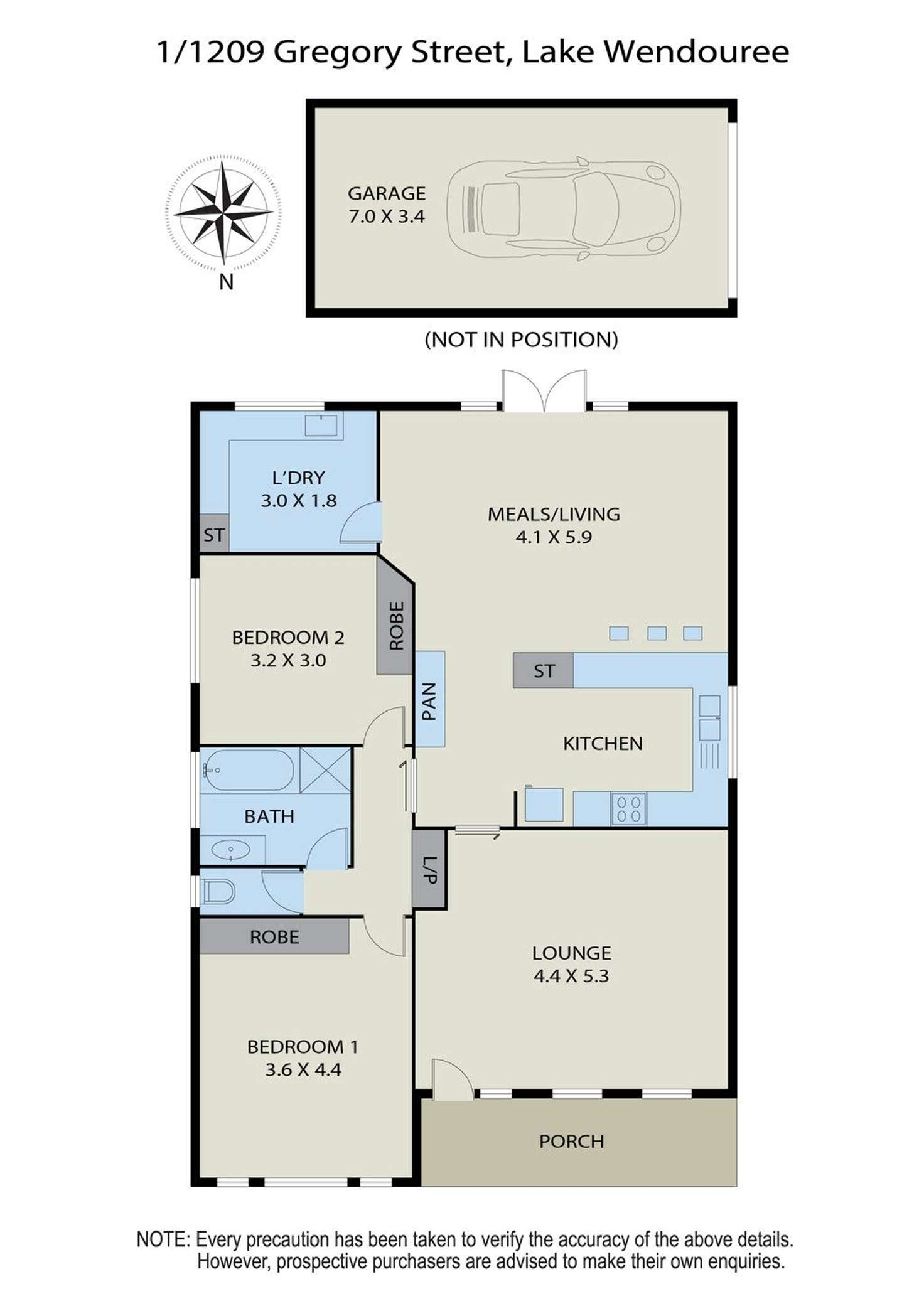 Floorplan of Homely unit listing, 1/1209 Gregory Street, Lake Wendouree VIC 3350