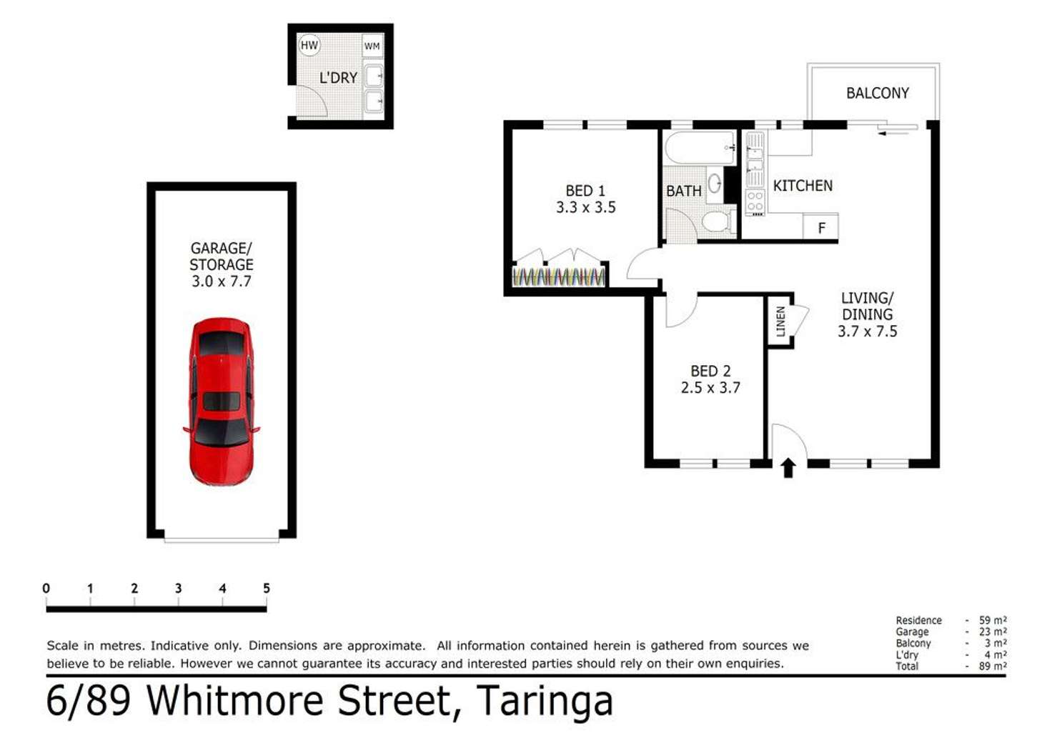 Floorplan of Homely unit listing, 6/89 Whitmore Street, Taringa QLD 4068
