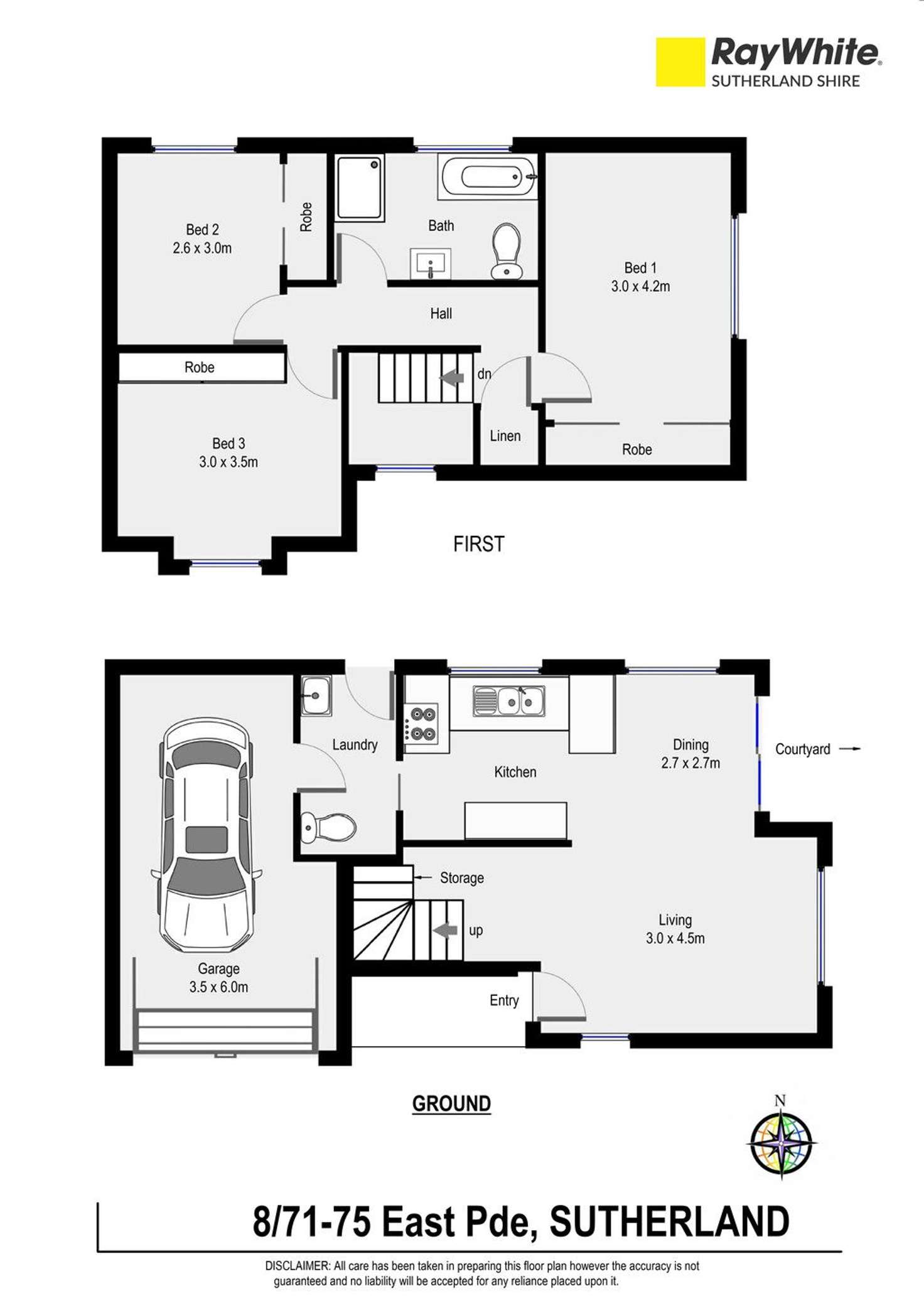 Floorplan of Homely townhouse listing, 8/71-75 East Parade, Sutherland NSW 2232