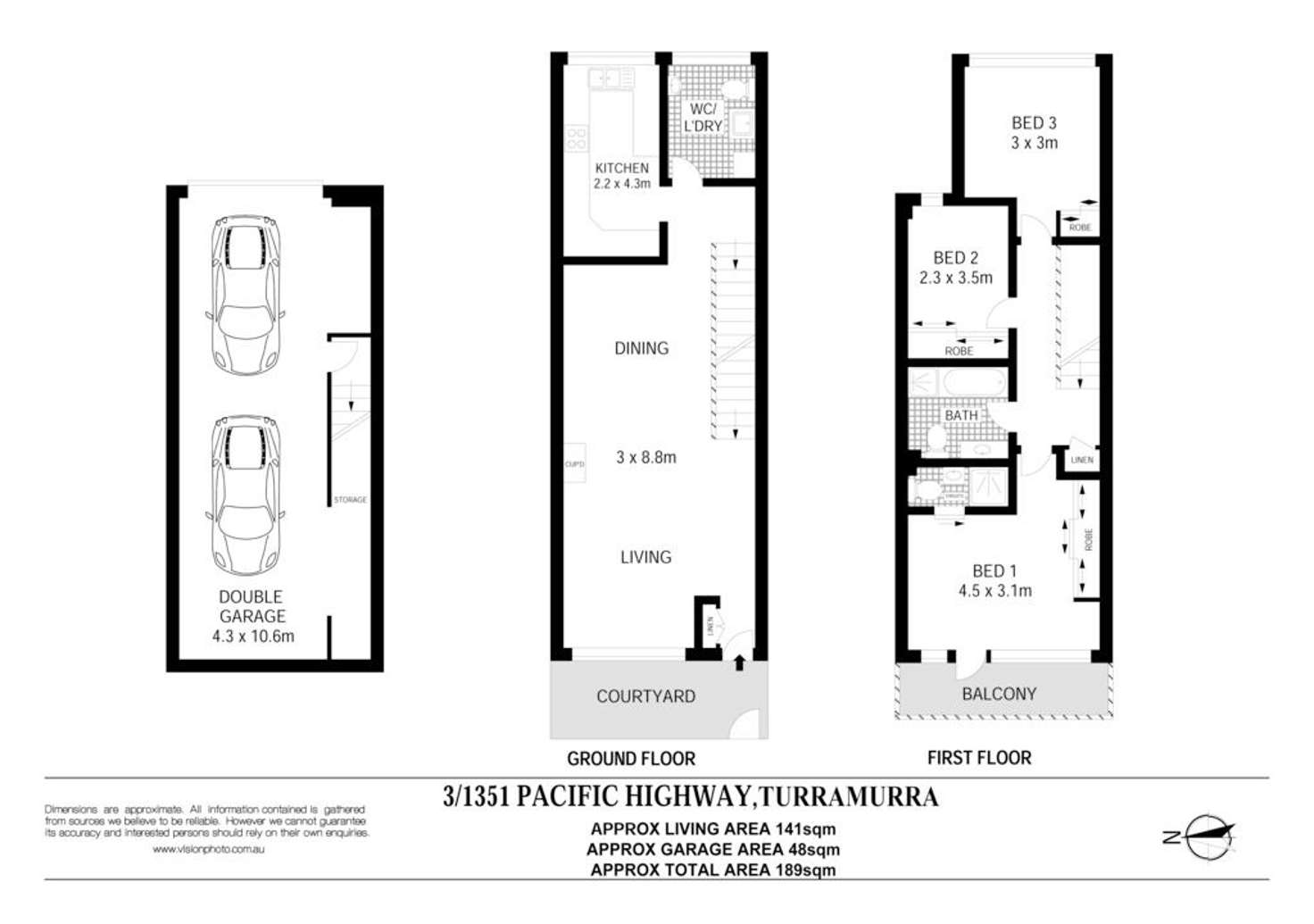 Floorplan of Homely townhouse listing, 3/1351 Pacific Highway, Turramurra NSW 2074