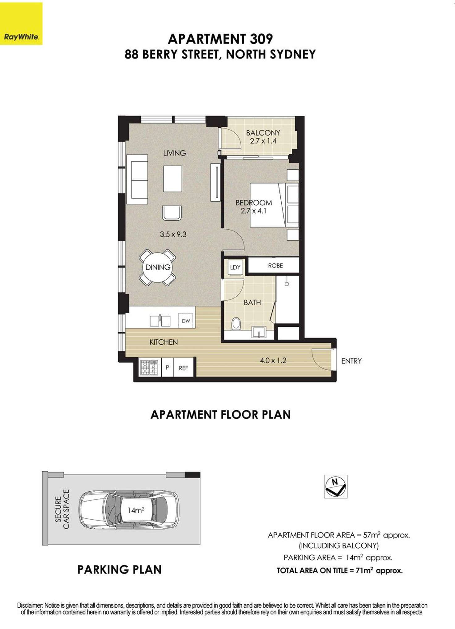 Floorplan of Homely apartment listing, 309/88 Berry Street, North Sydney NSW 2060