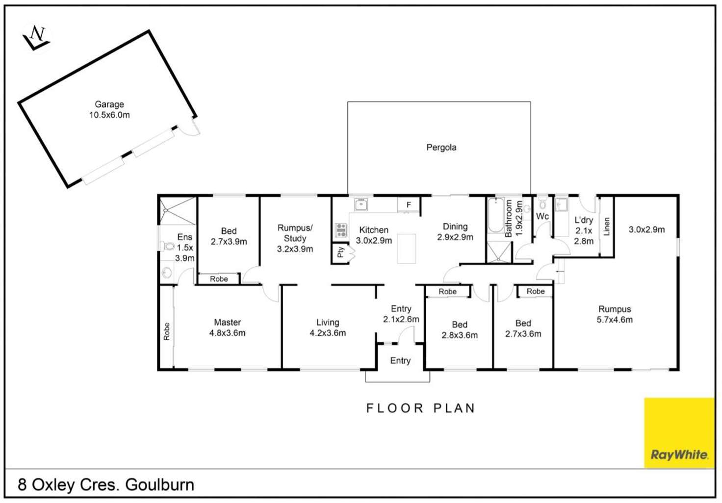 Floorplan of Homely house listing, 8 Oxley Crescent, Goulburn NSW 2580