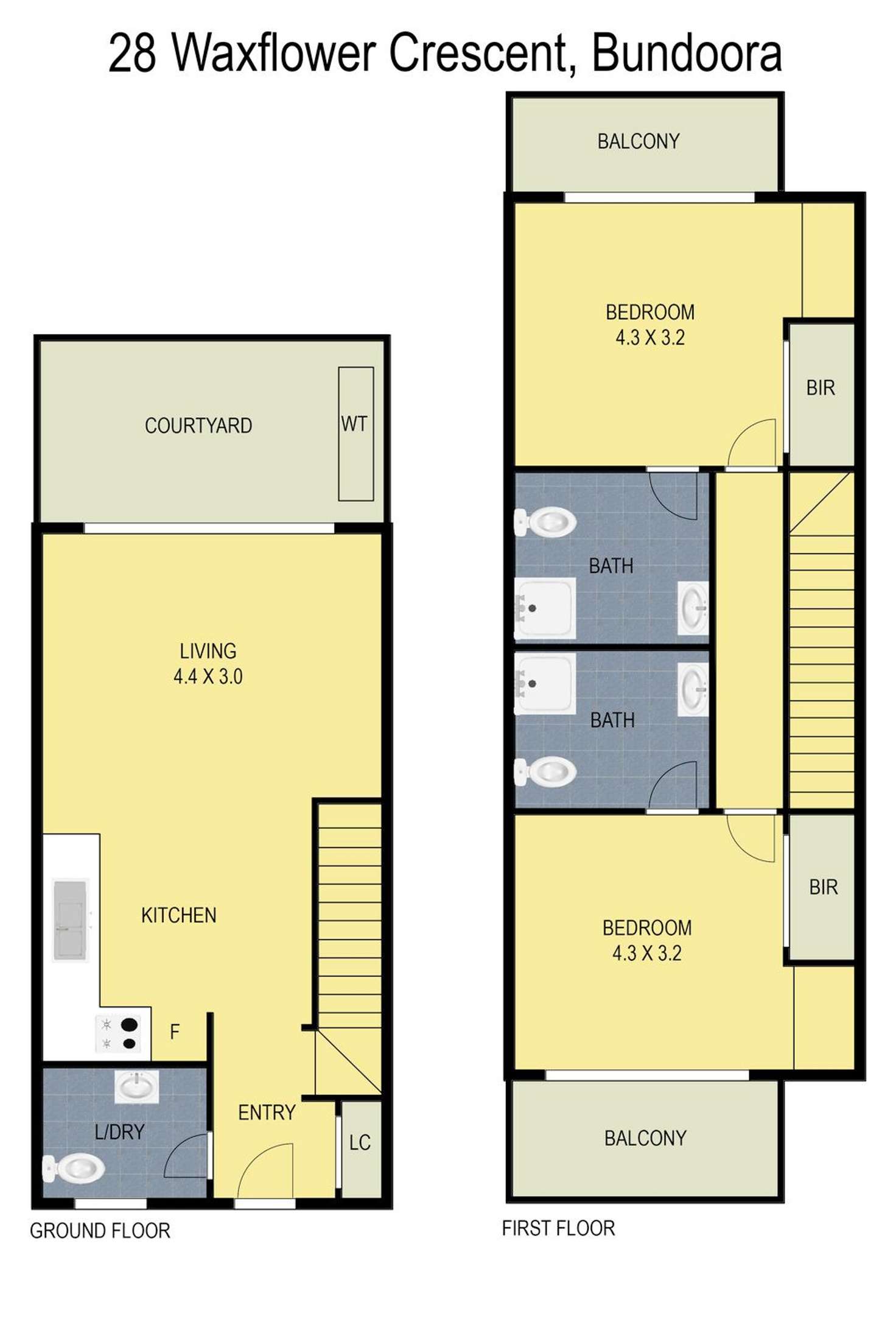 Floorplan of Homely townhouse listing, 28 Waxflower Crescent, Bundoora VIC 3083