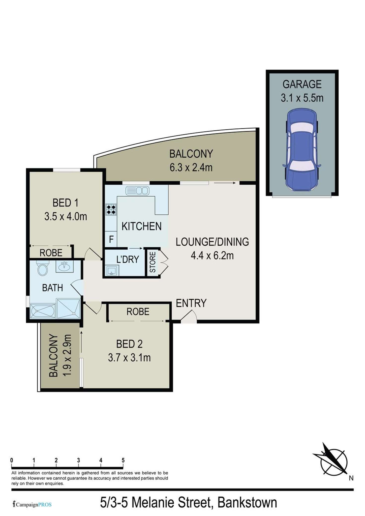 Floorplan of Homely unit listing, 5/3-5 Melanie Street, Bankstown NSW 2200