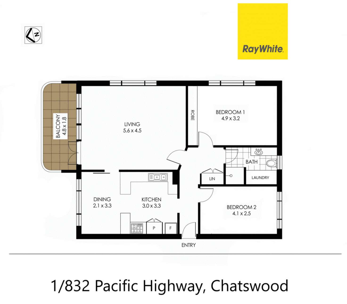 Floorplan of Homely unit listing, 1/832 Pacific Highway, Chatswood NSW 2067